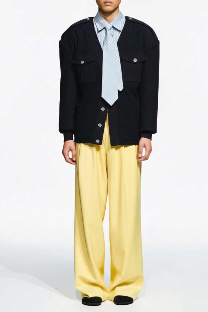 Ion Yellow Two-Tone Wide-Leg Trousers