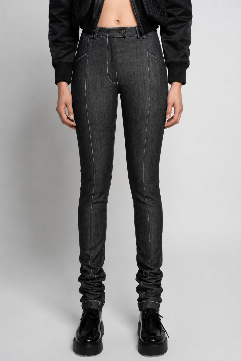 SHAO Belt Loop Skinny Jeans