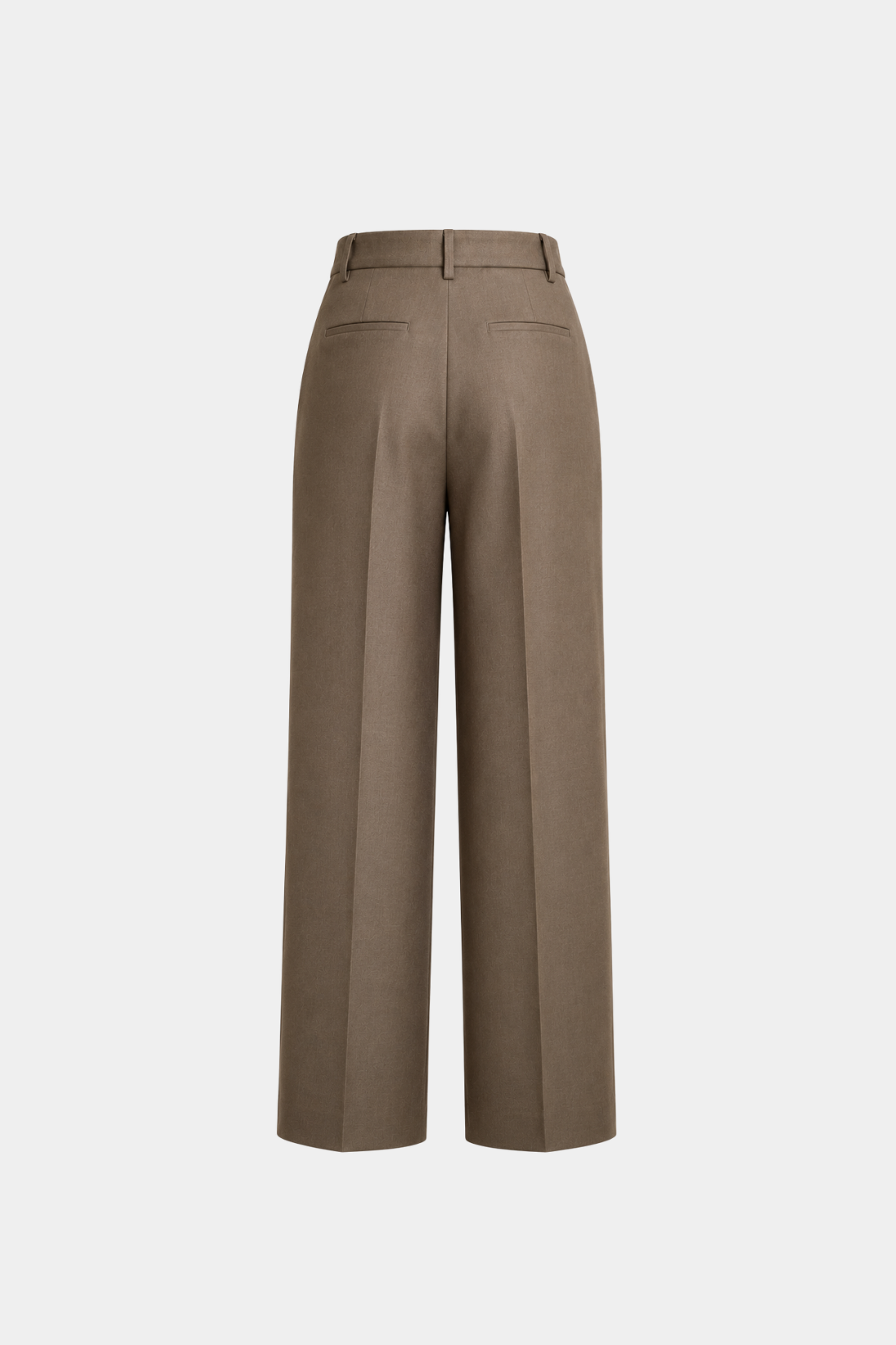 Taupe Pleated Wide-Leg Trousers