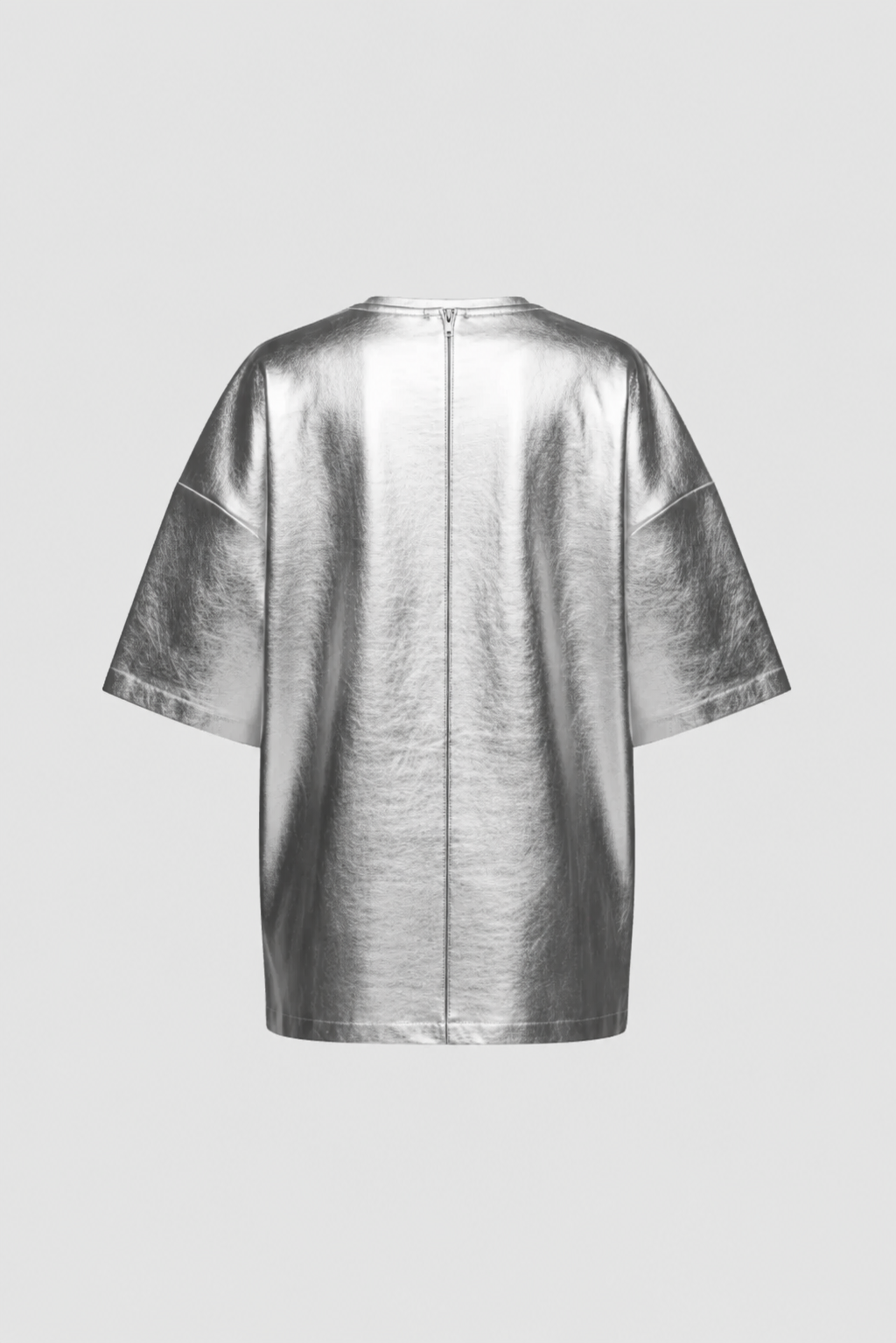 Silver Metallic Leather Mini Dress