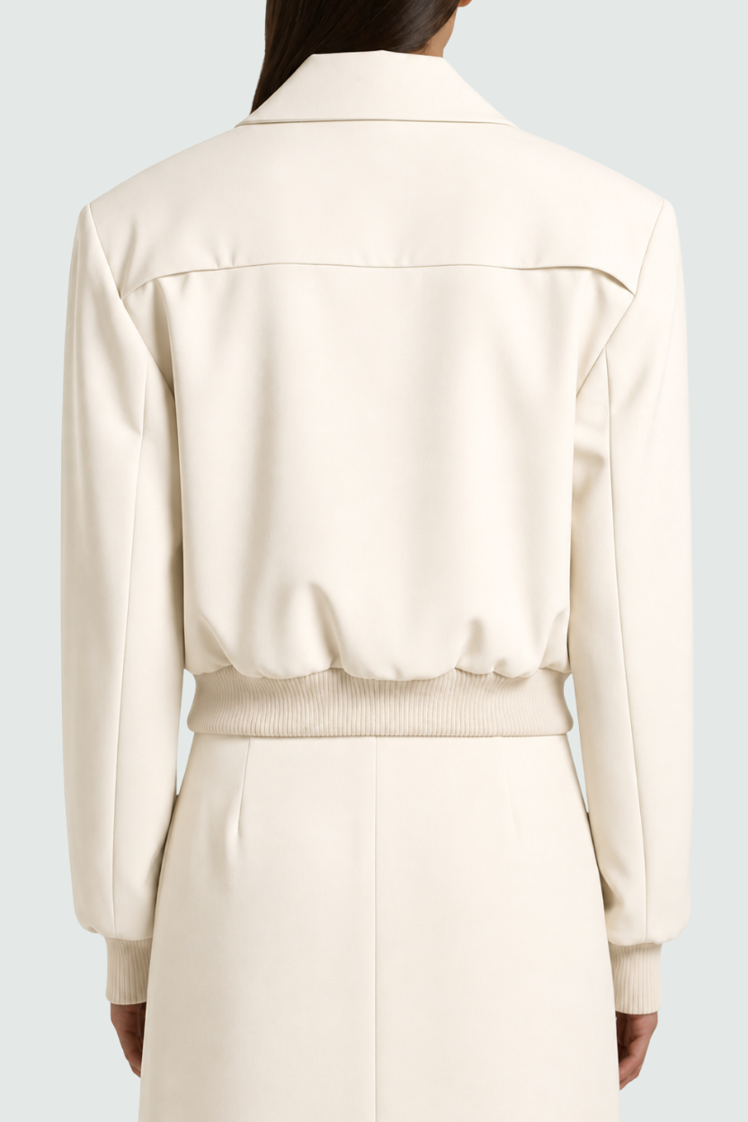 Ivory Utility Bomber Jacket