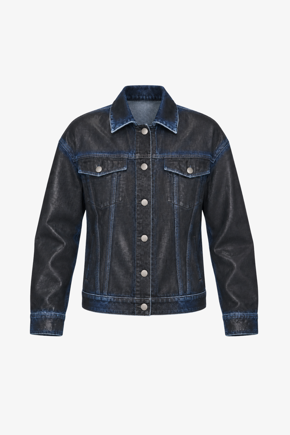 Blue Denim Jacket with Hand-Applied Black Coating