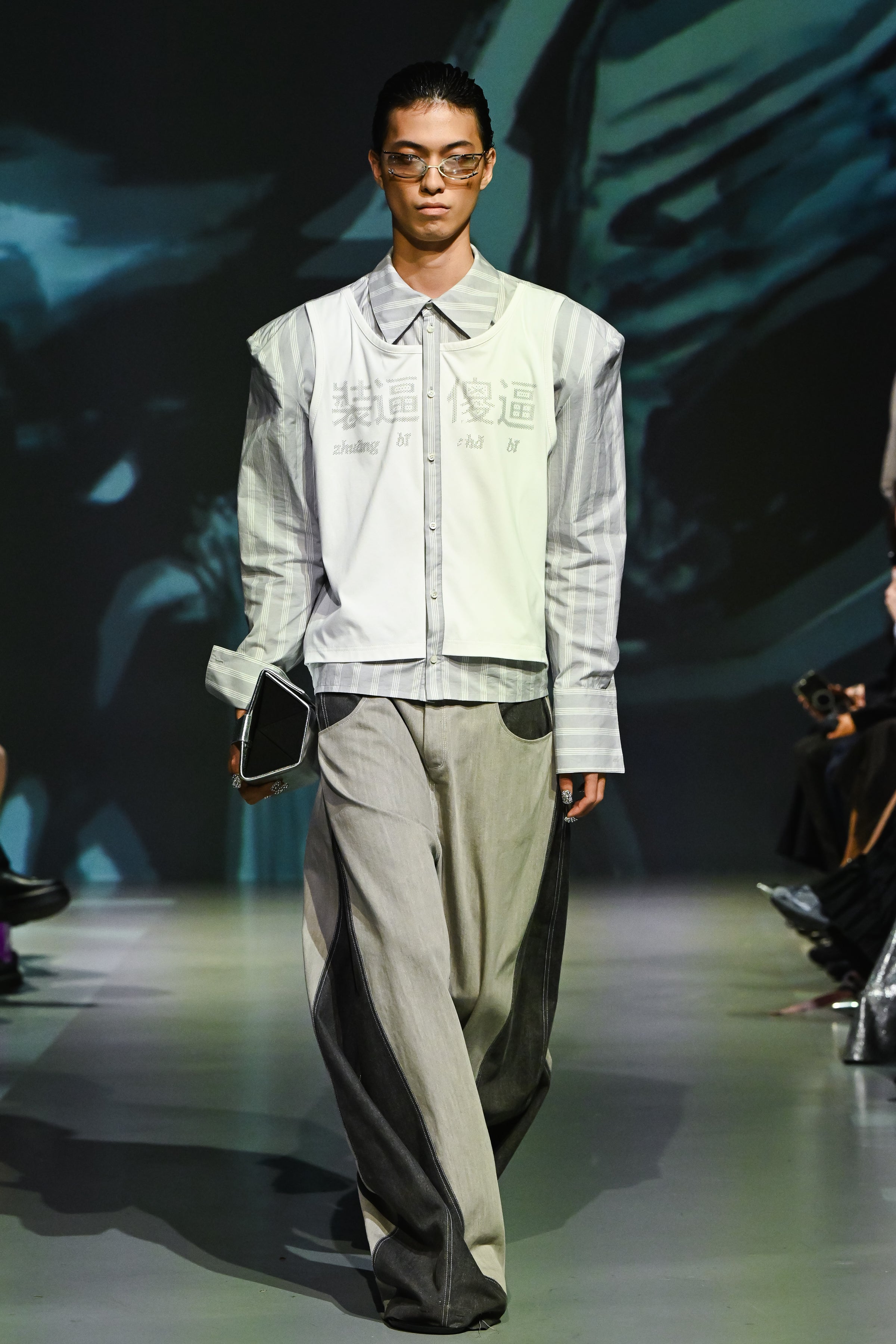 Layered Illusion 3D Printed Striped Shirt