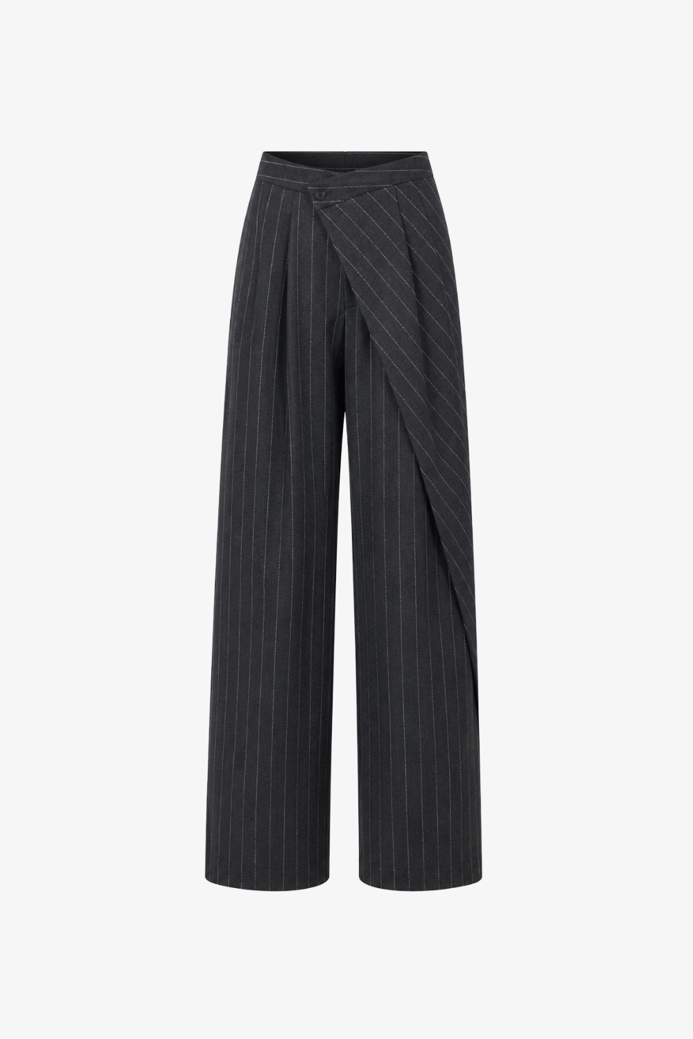 Charcoal Pinstripe Layered Wrap Trousers