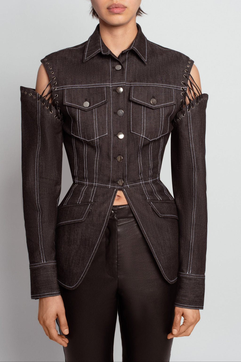 Structured Winter Jacket Denim structured Jacket with removable sleeves – Structured Cutouts