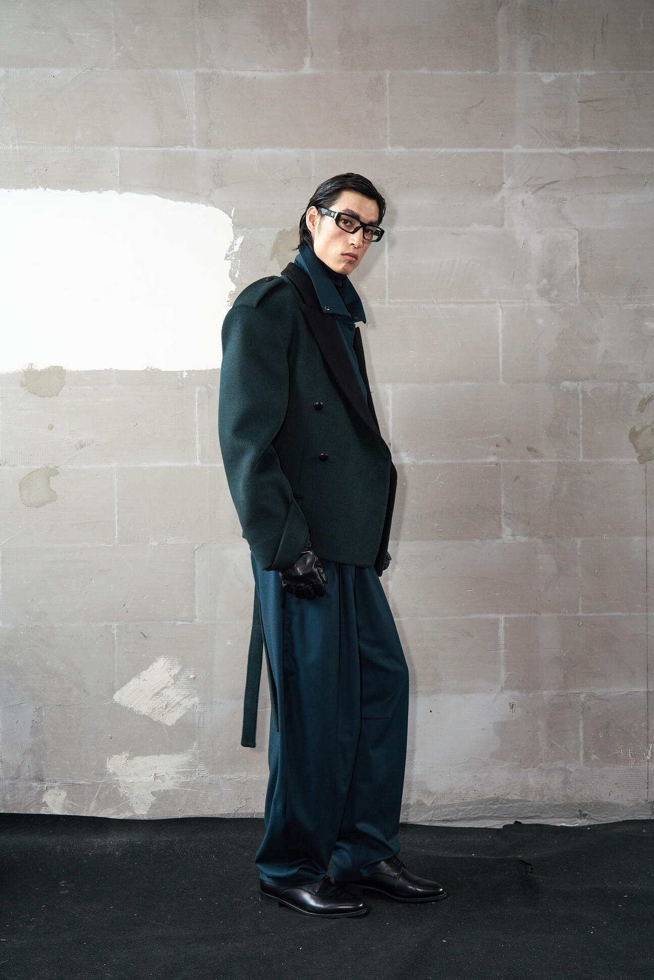 Tailored Wool Balloon Bomber Jacket - Emerald