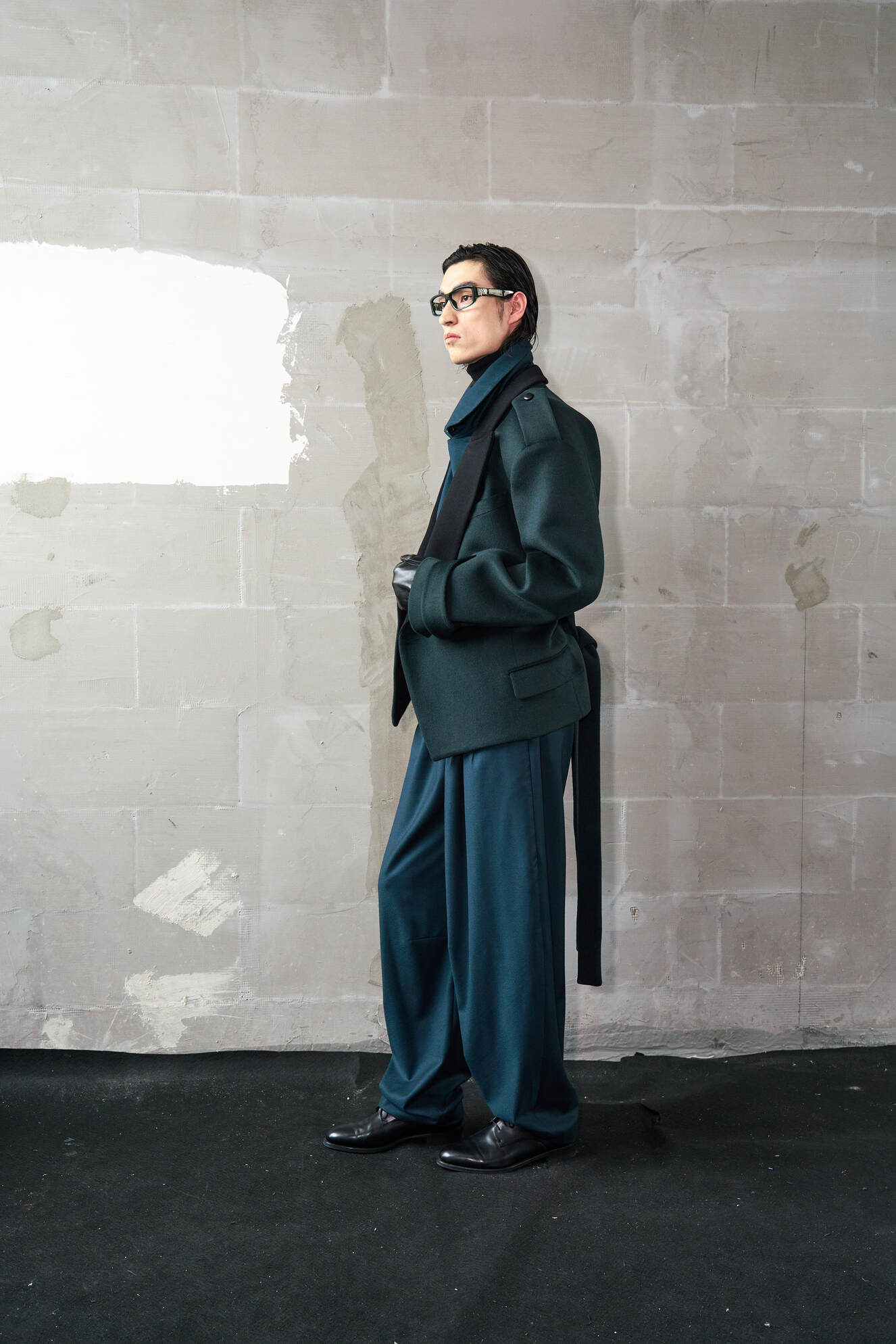 Tailored Wool Balloon Bomber Jacket - Emerald