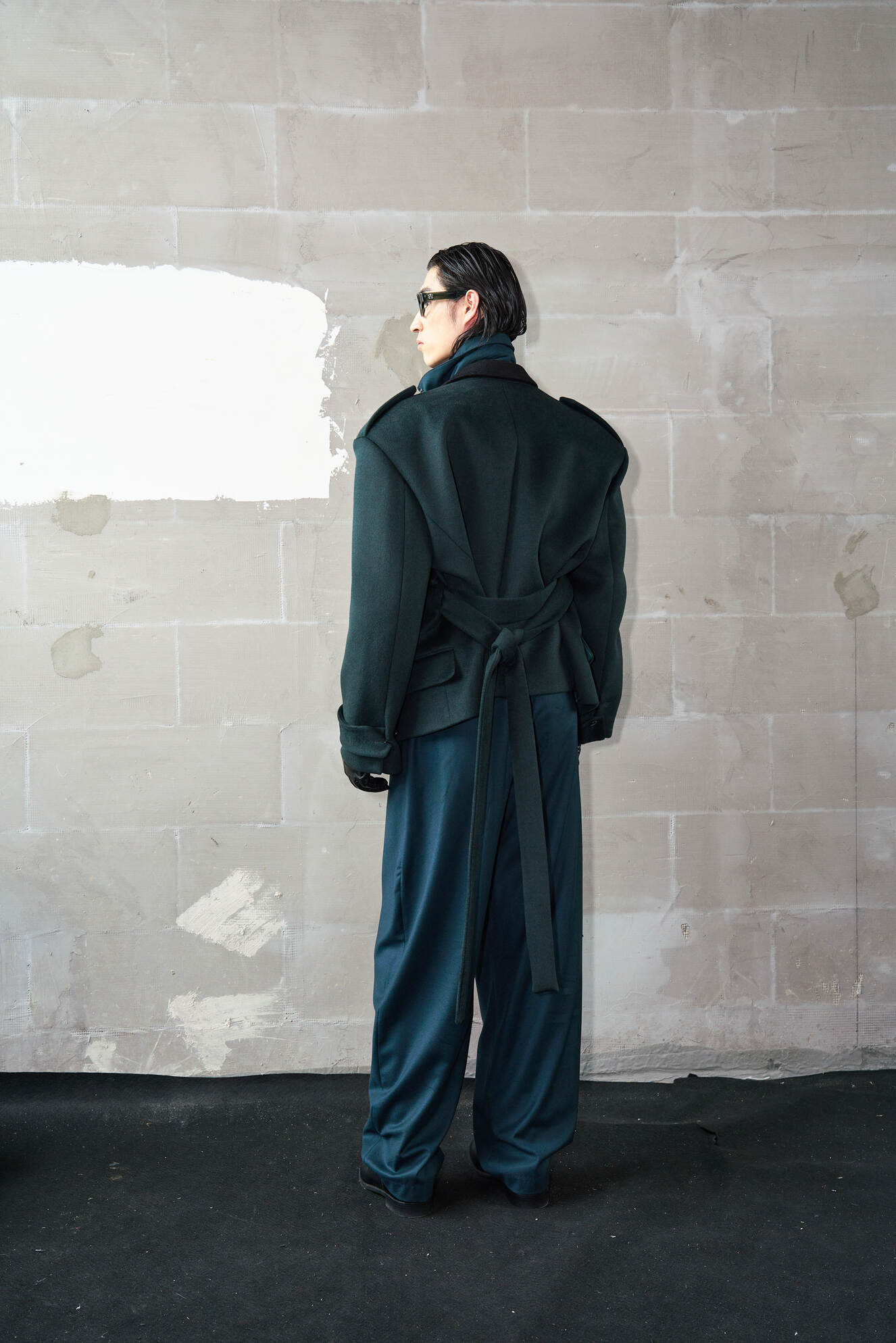 Tailored Wool Balloon Bomber Jacket - Emerald