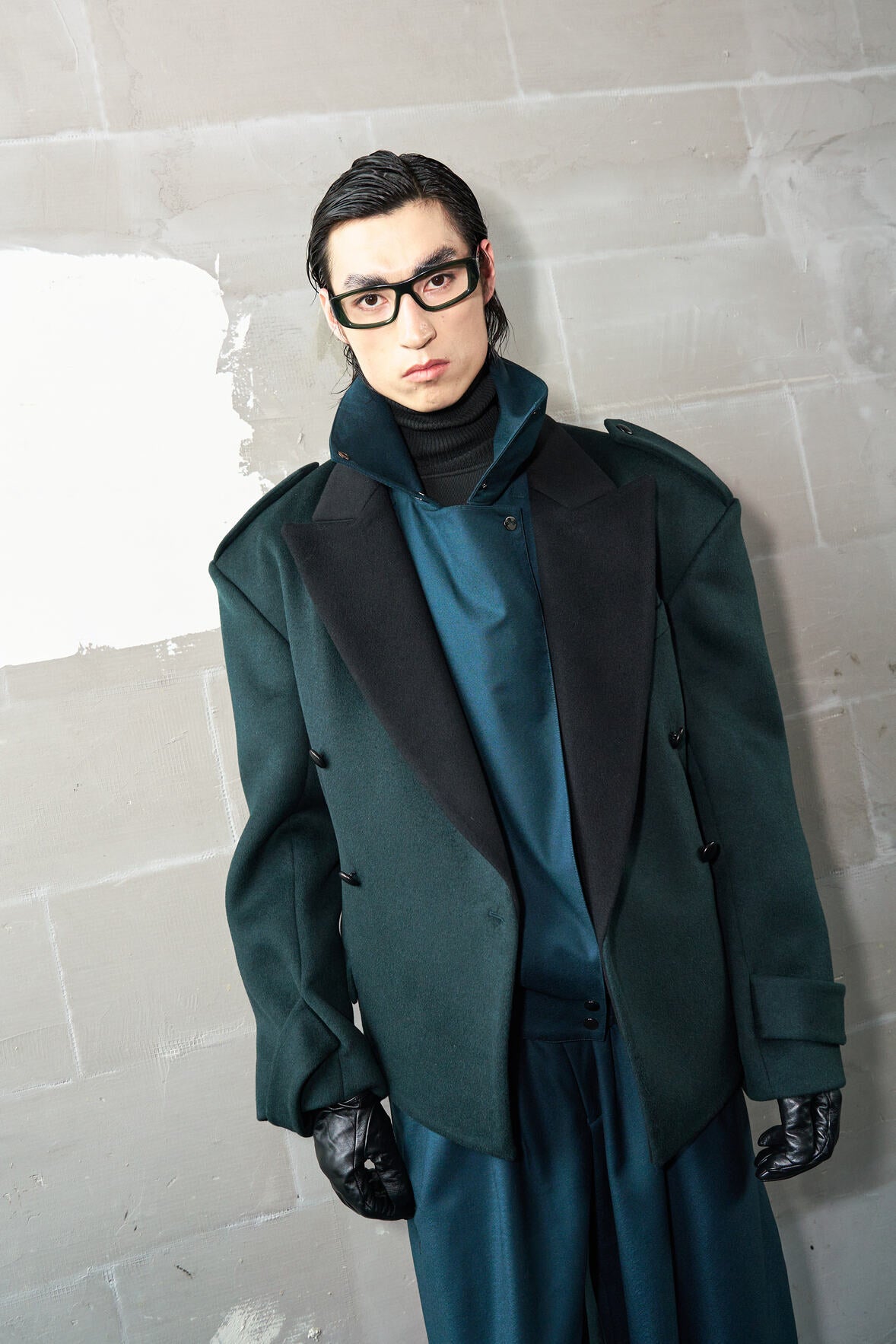 Tailored Wool Balloon Bomber Jacket - Emerald