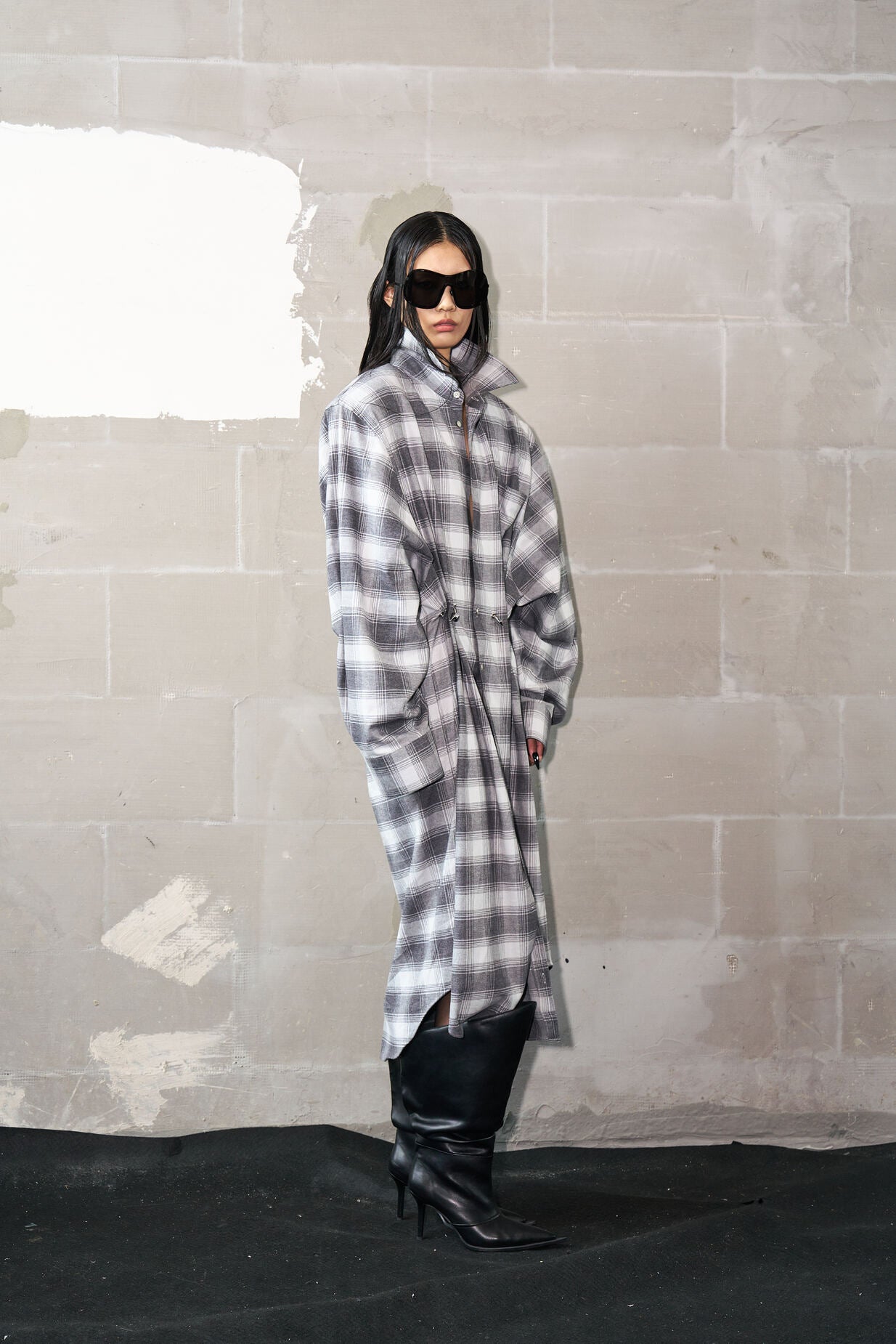 Oversized Flannel Shirt Dress