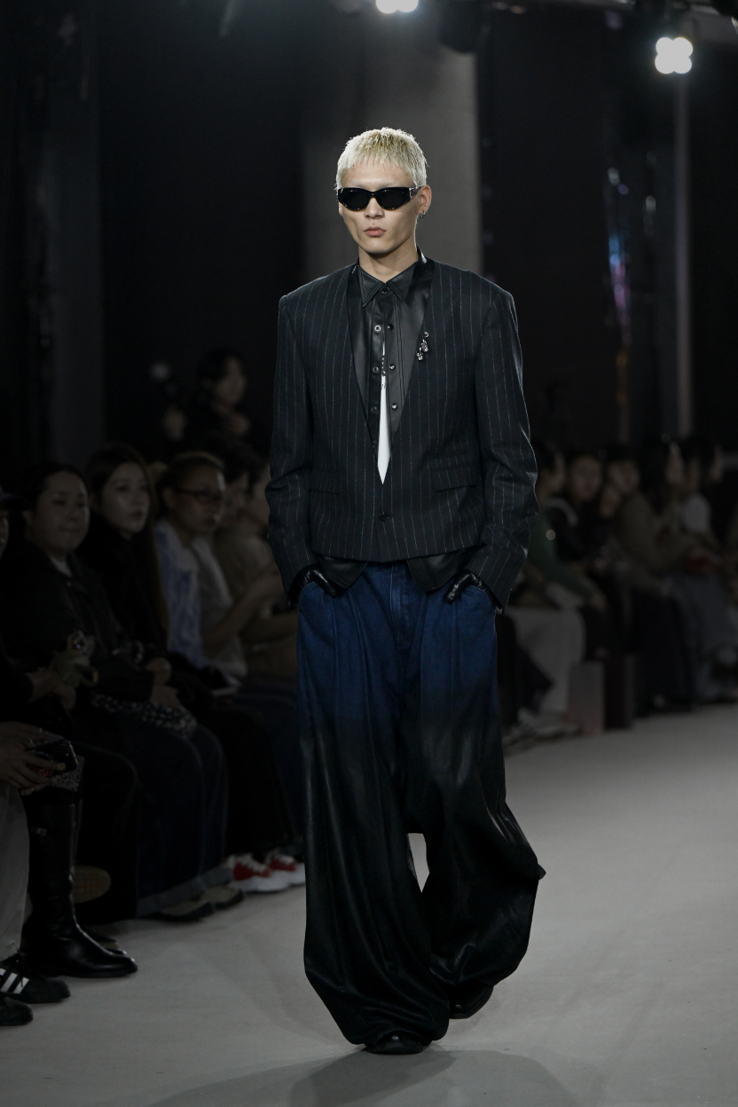 Deep V Pinstripe Cropped Jacket