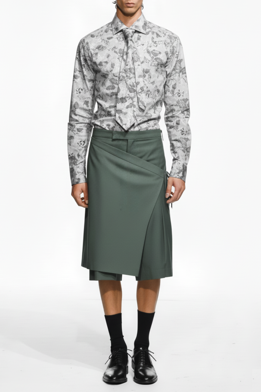 Floral shirt with green skort