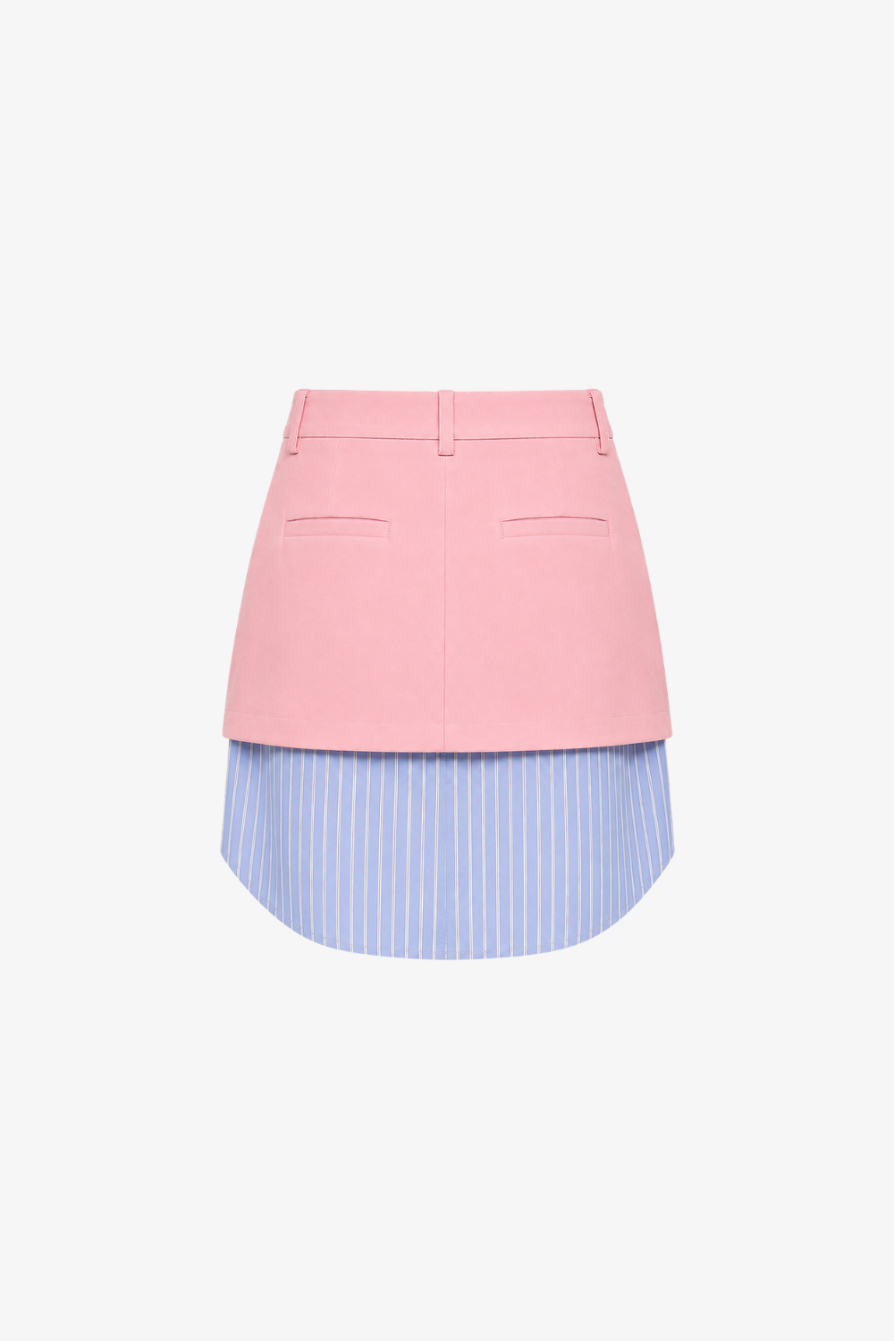 Pink Layered Mini Skirt with Striped Underlay