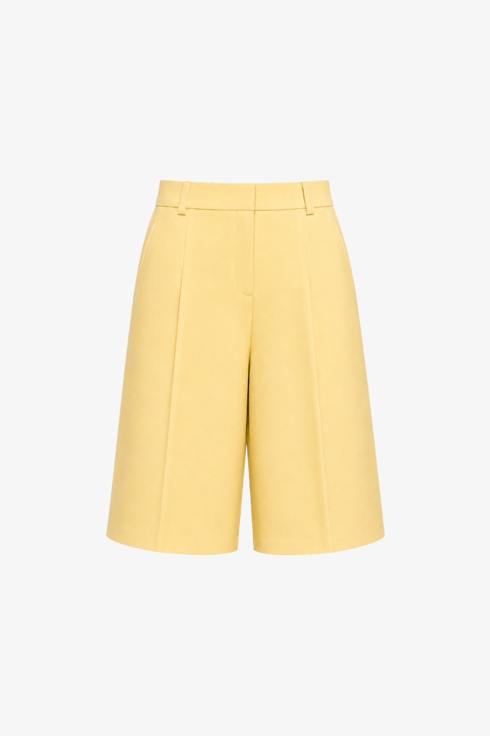 SHAO yellow tailored Bermuda shorts front view
