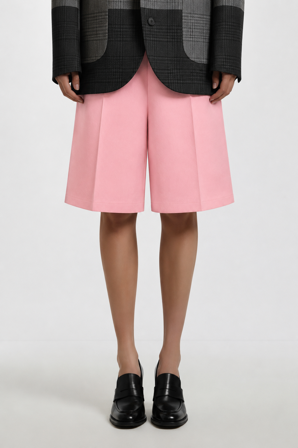 SHAO pastel pink Bermuda shorts