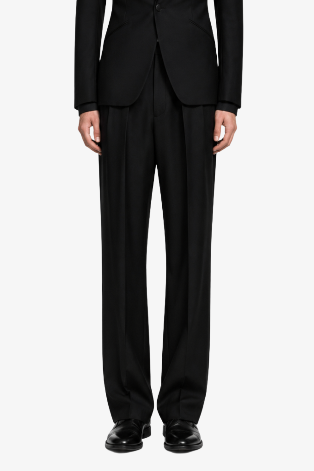 SHAO black pleated trousers back detail showing fit and silhouette