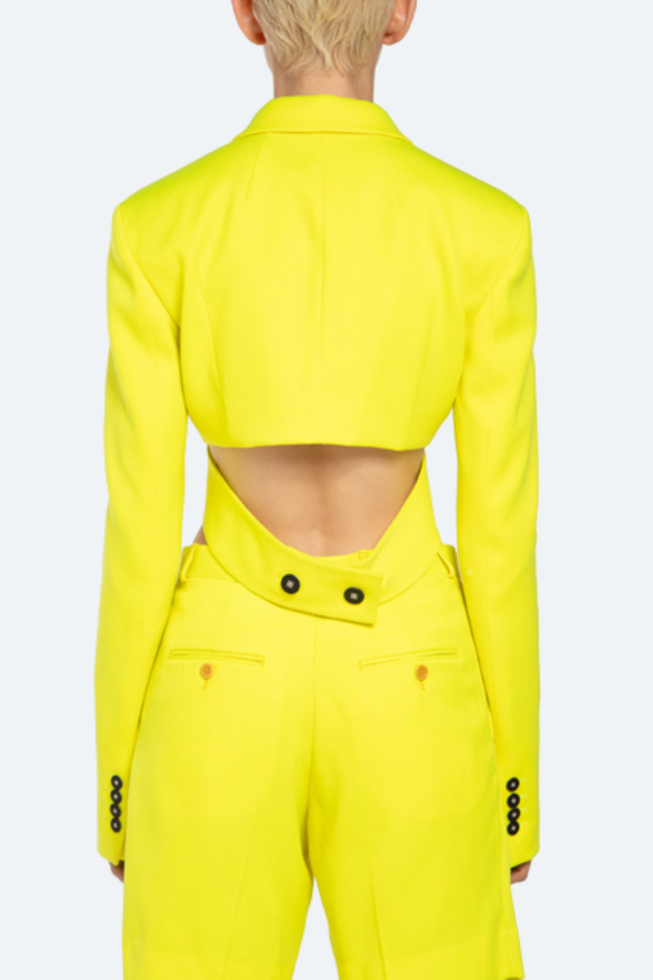 SHAO neon cross-front cutout blazer back view