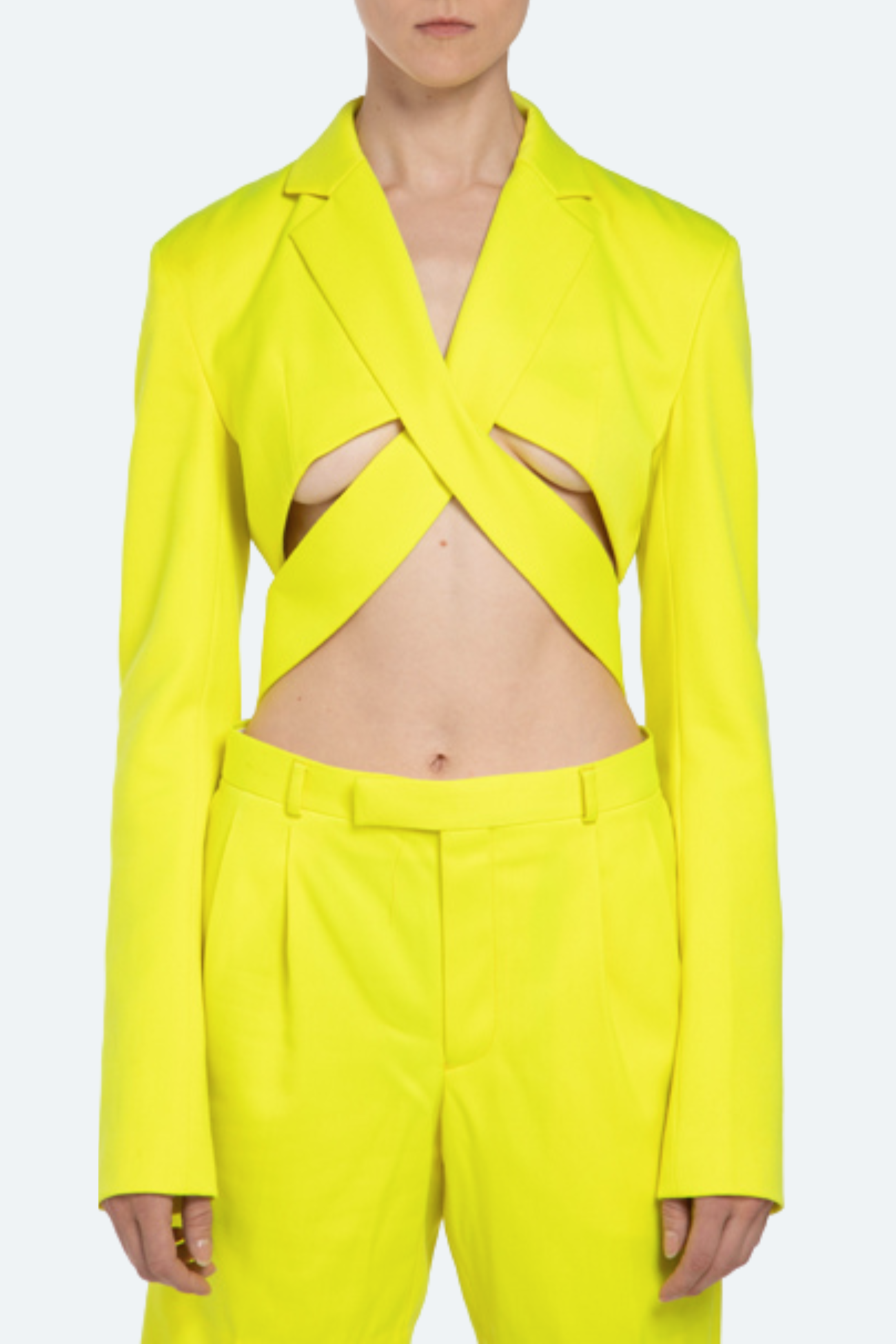 SHAO neon cross-front cutout blazer front view