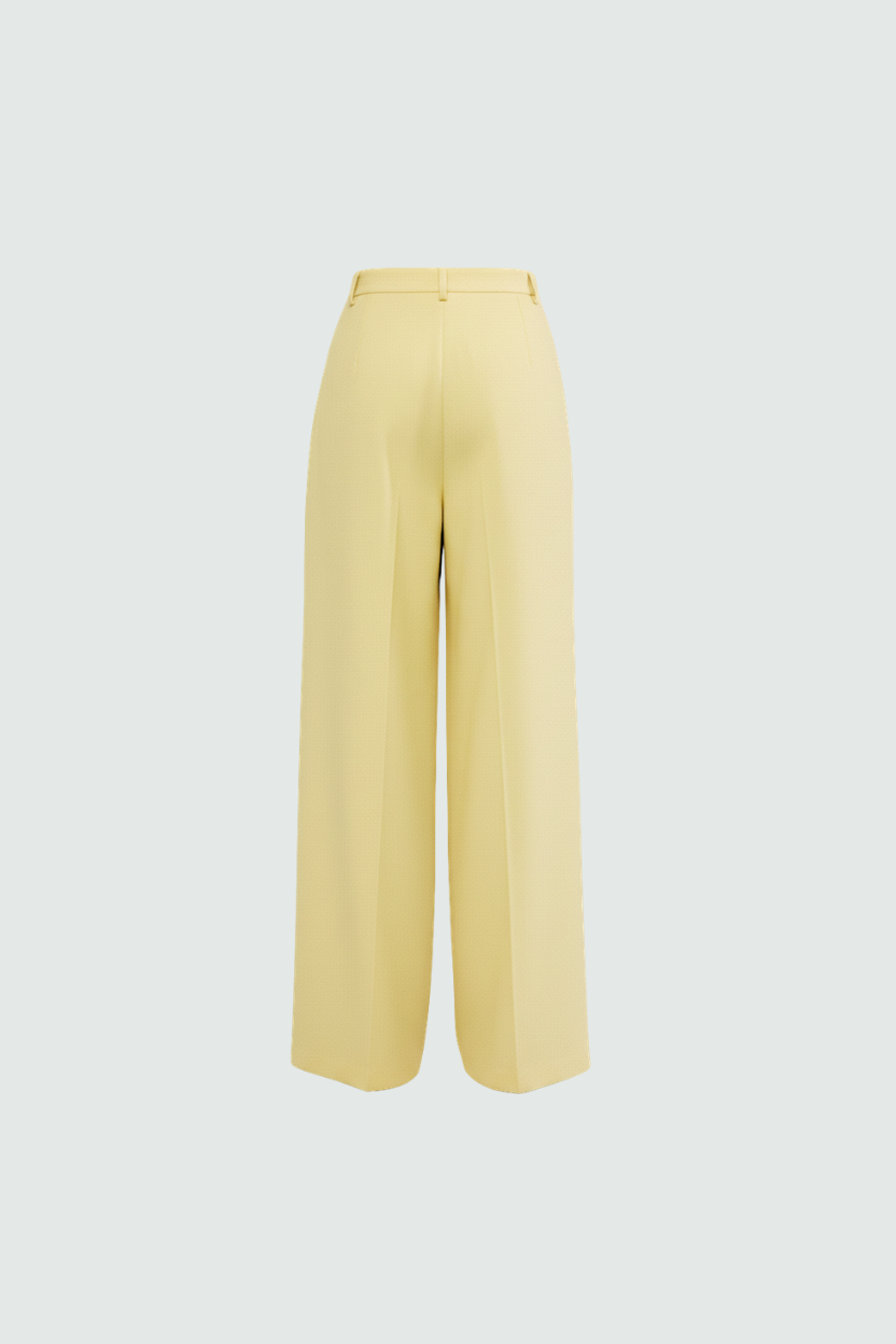 SHAO butter yellow wide-leg trousers back view