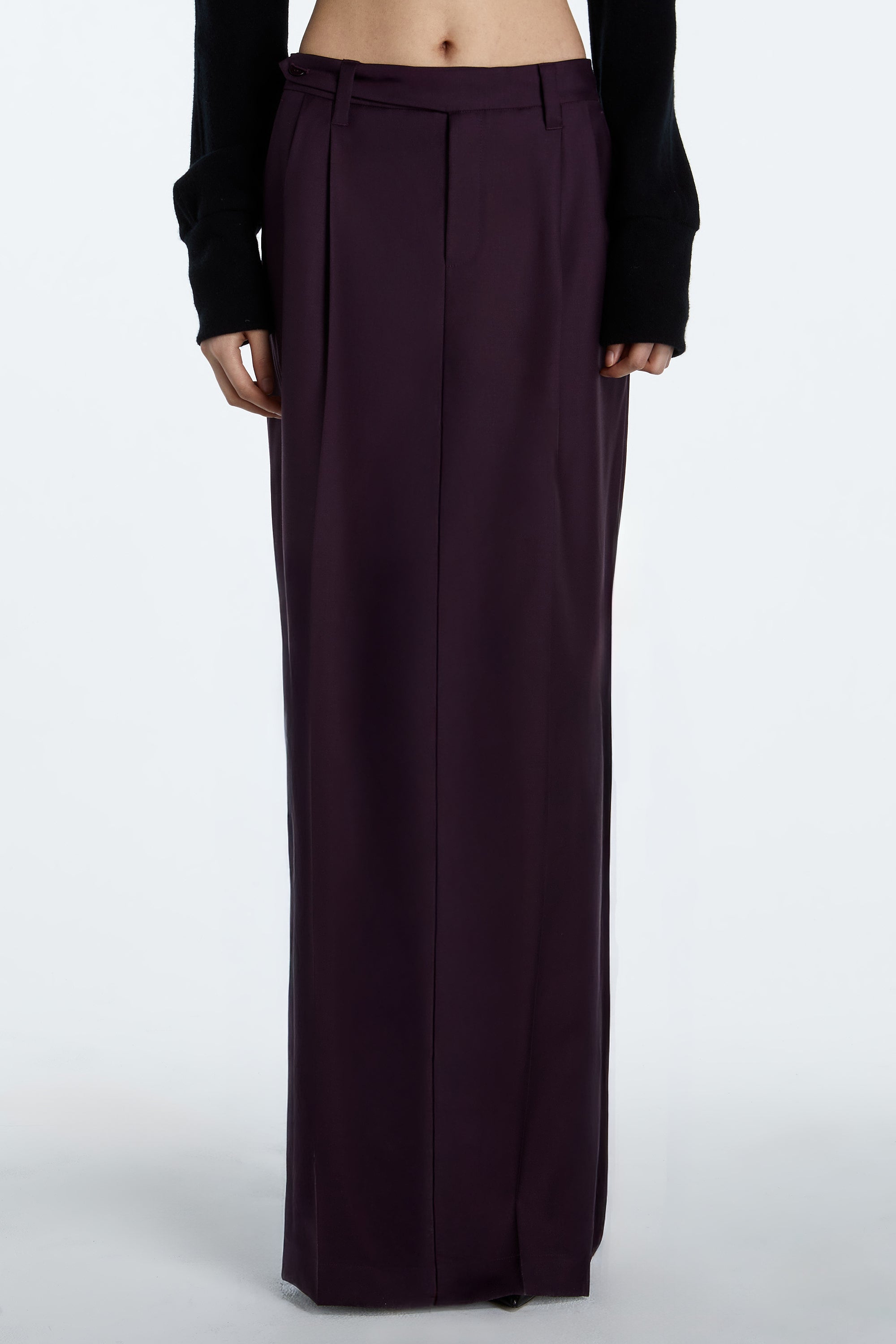 SHAO aubergine column skirt front view