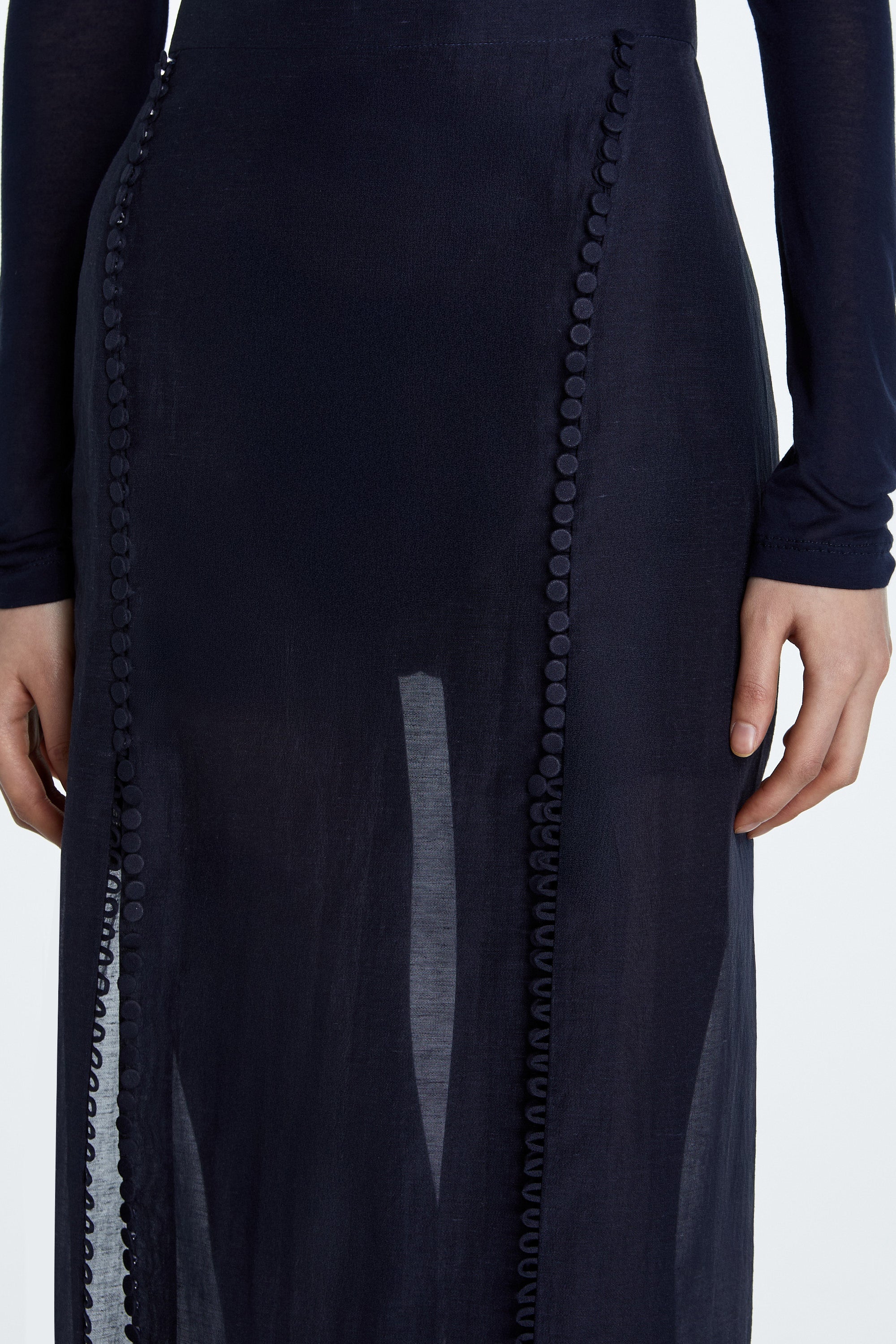 SHAO midnight sapphire column skirt structured tailored fabric detail