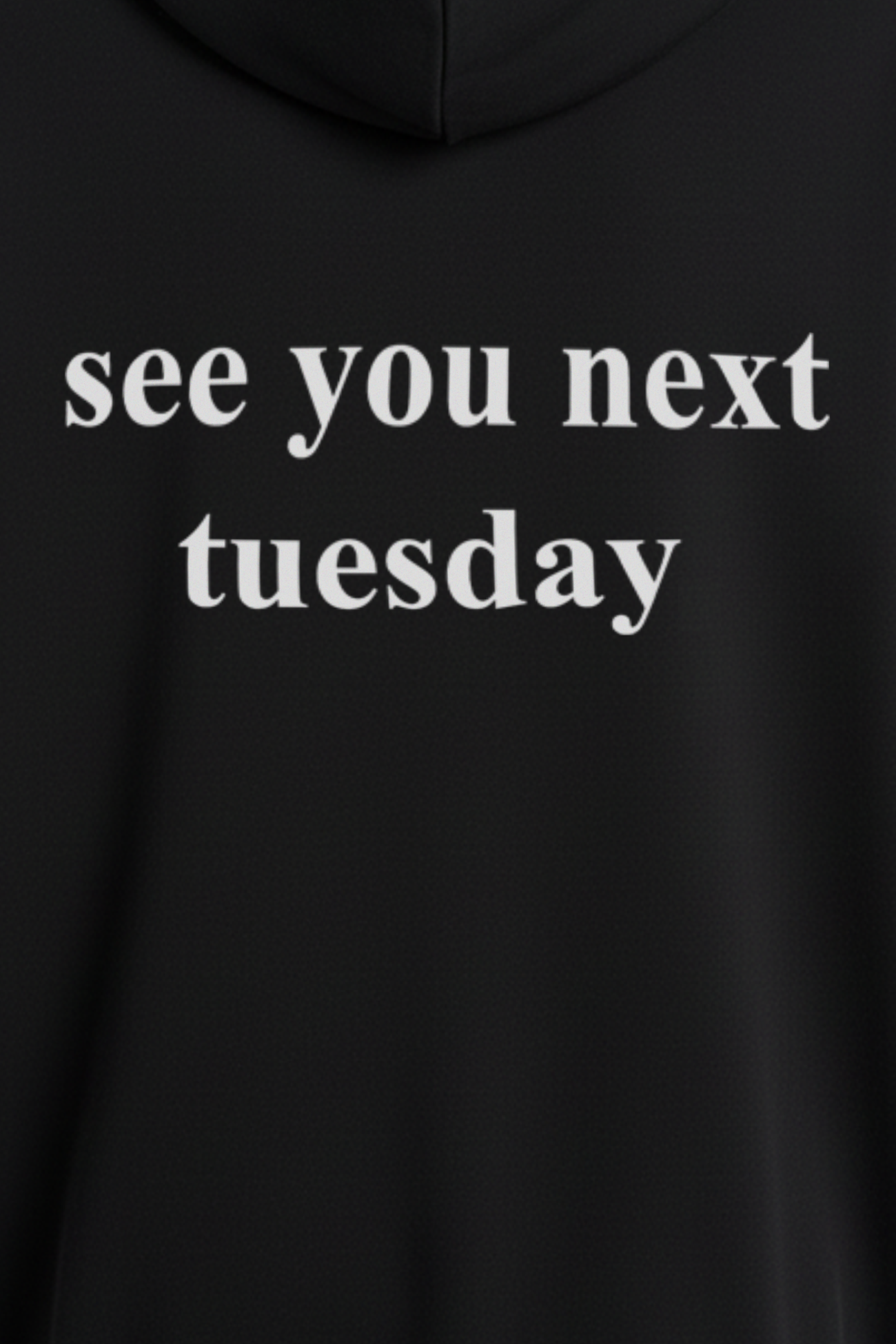 SHAO black hoodie Chinese text detail view