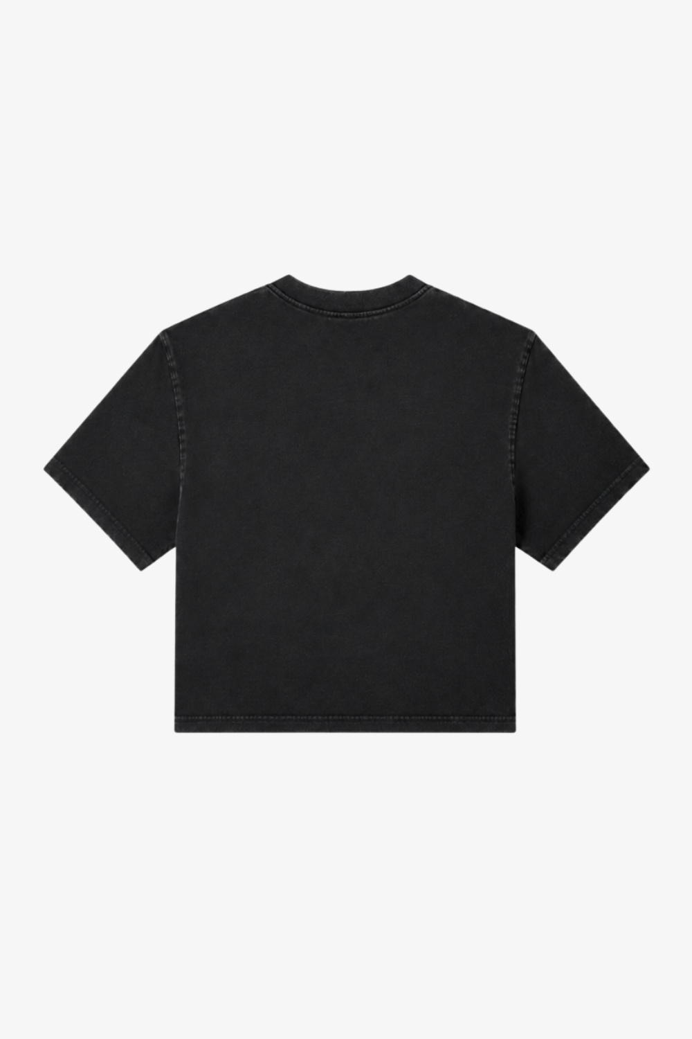 SHAO black washed cotton T-shirt with white Chinese character chest graphic