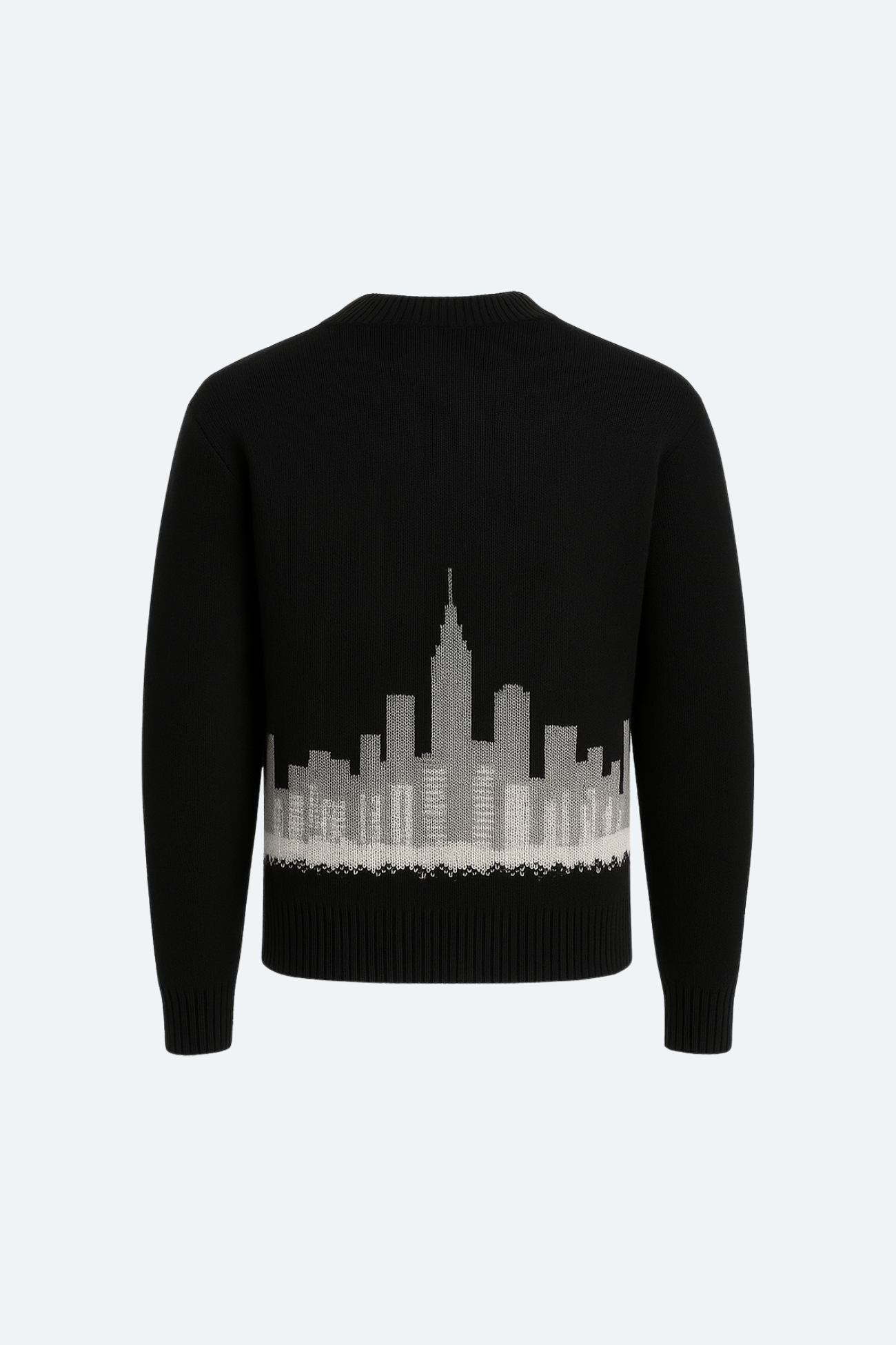 HAO black graphic intarsia knit sweater back view