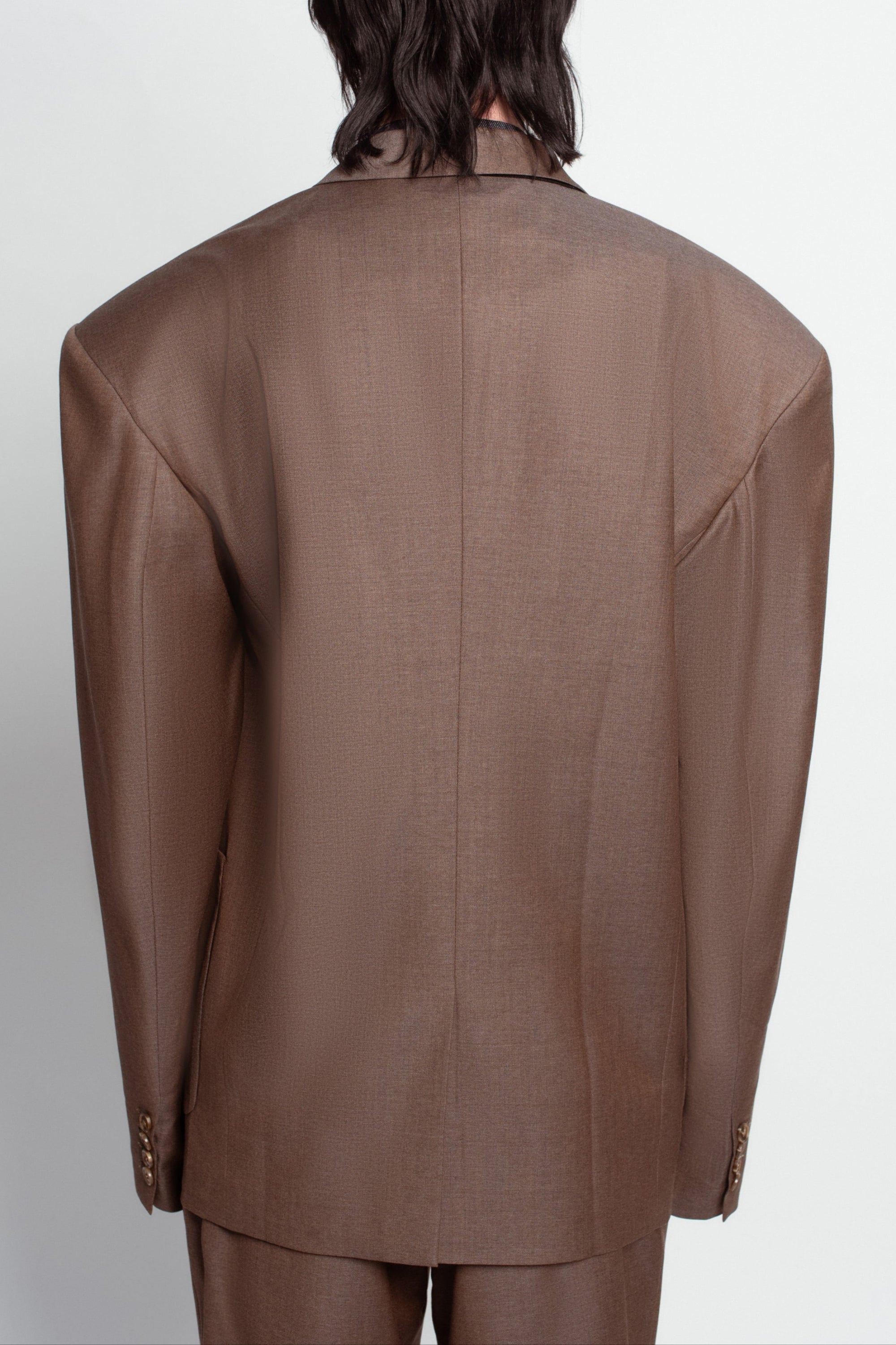 SHAO warm brown oversized blazer back view
