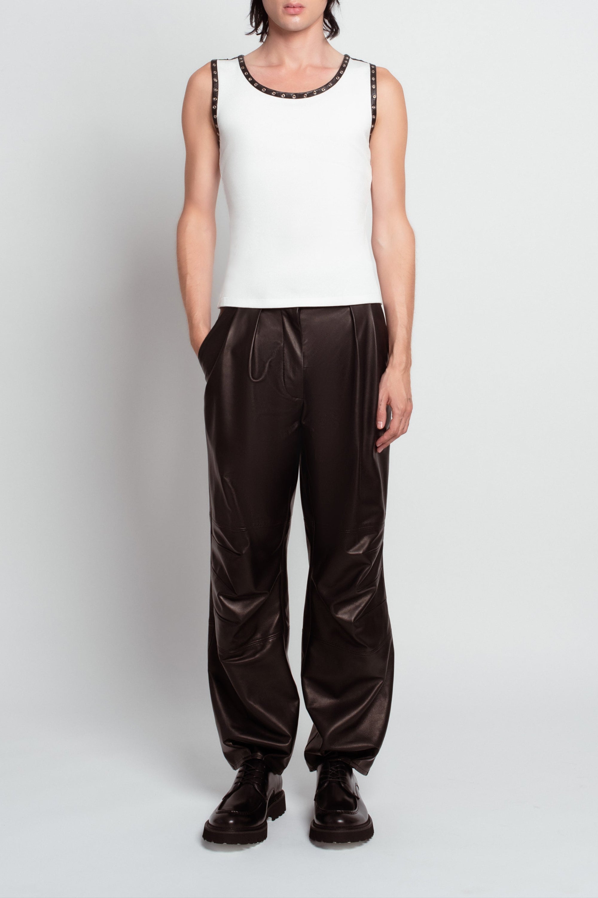 SHAO essential white fitted cotton tank front view