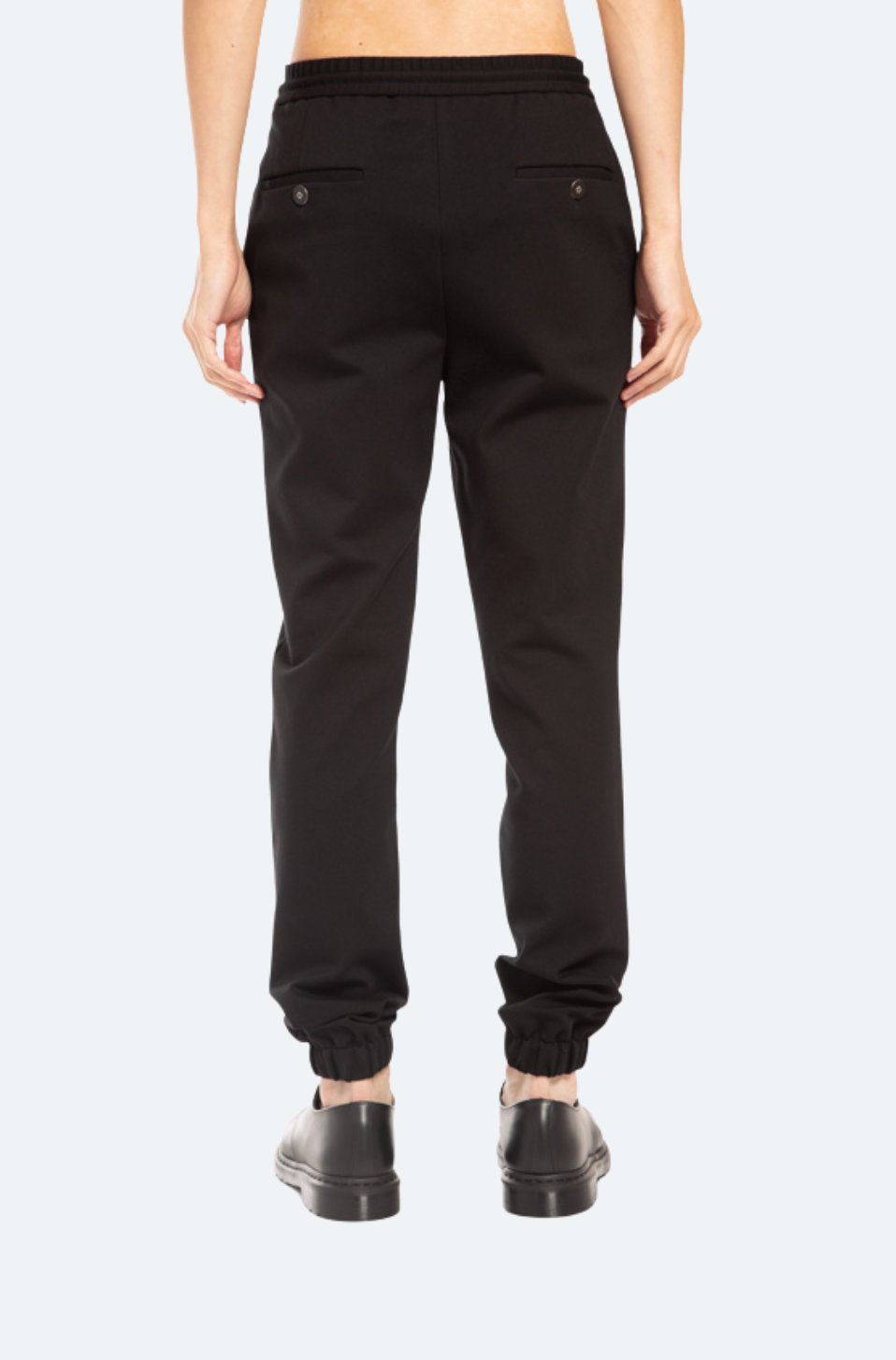 SHAO black wool skinny tailored jogger back view