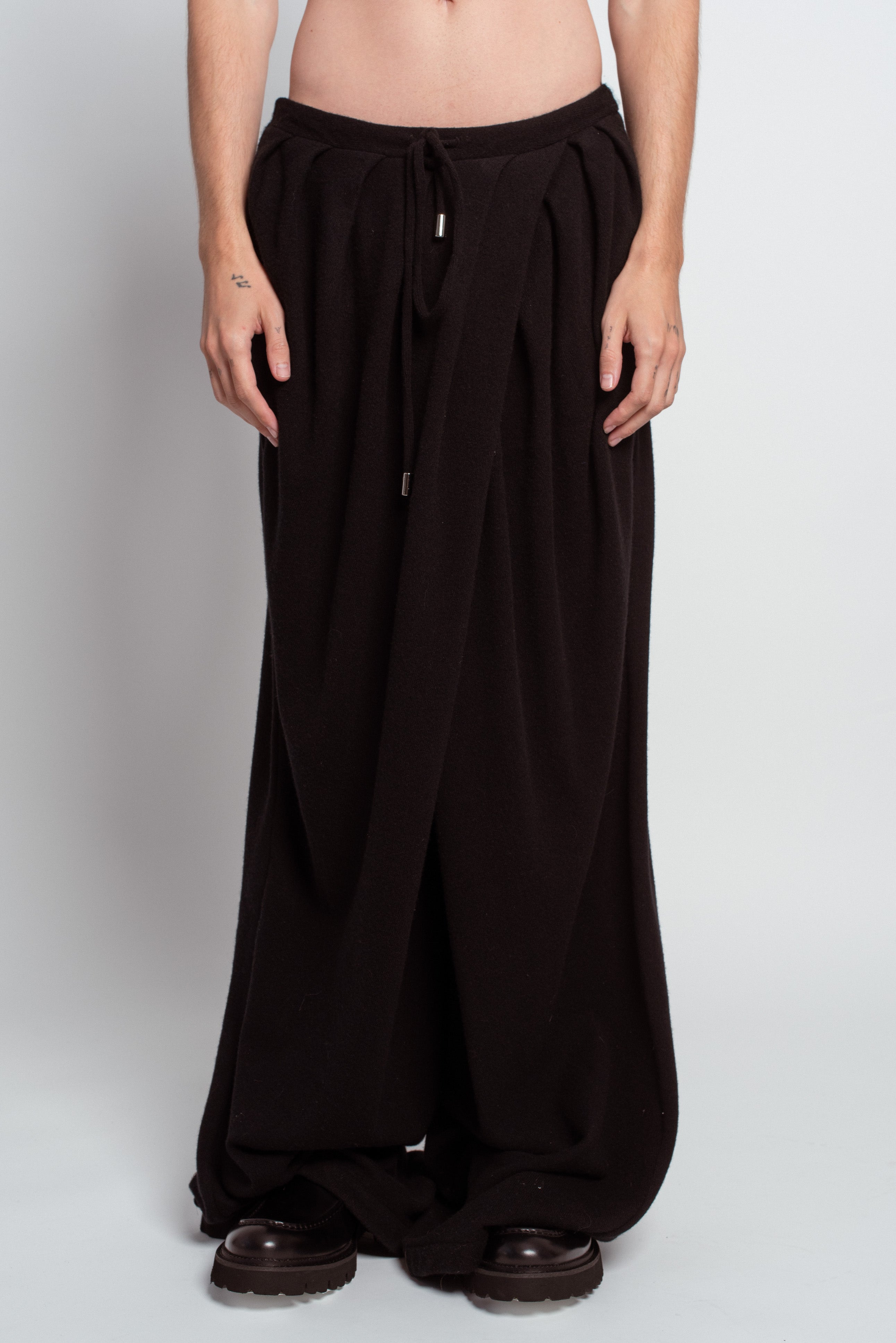 Black Cashmere Wide-Leg Pants