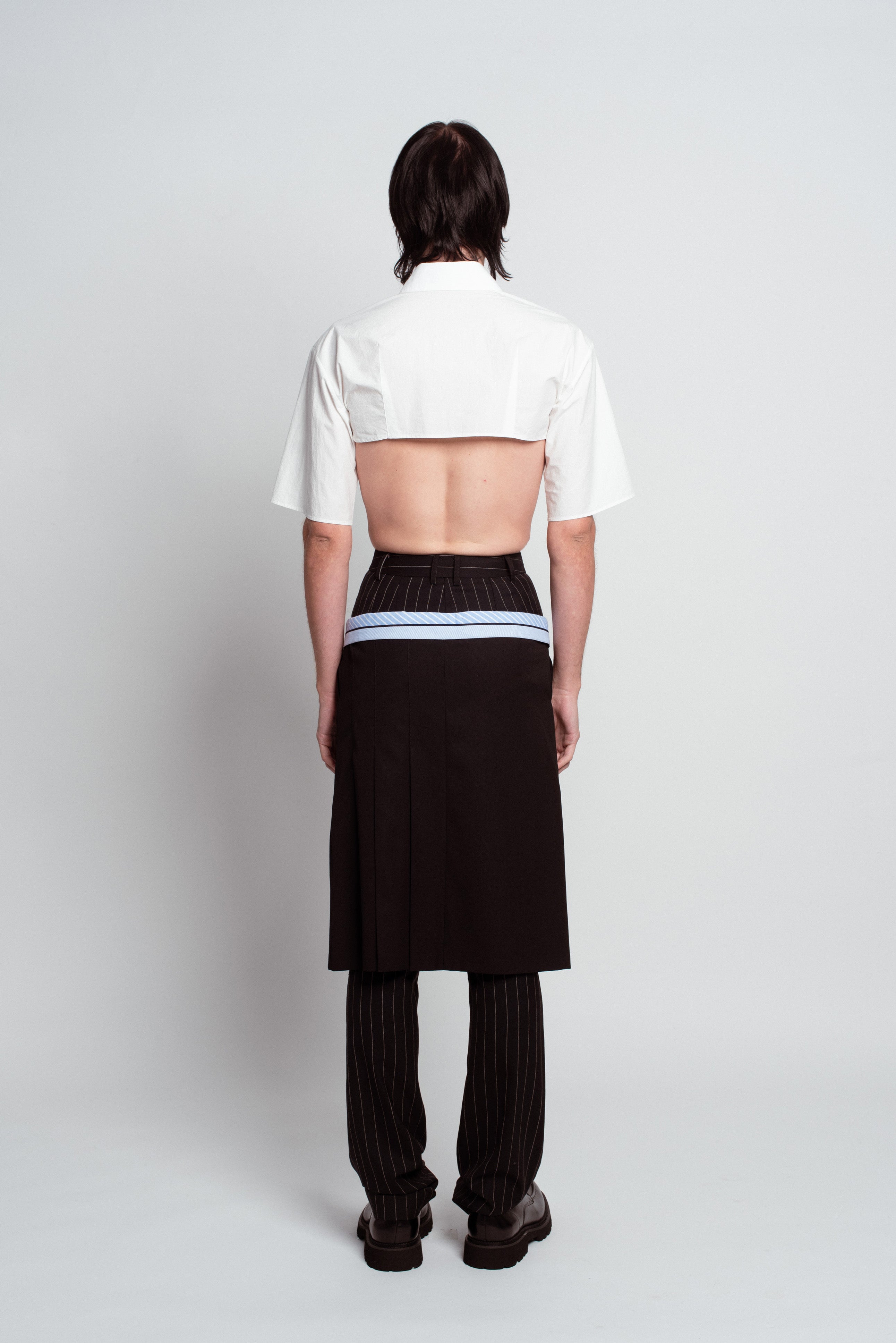 White Cropped Utility Shirt