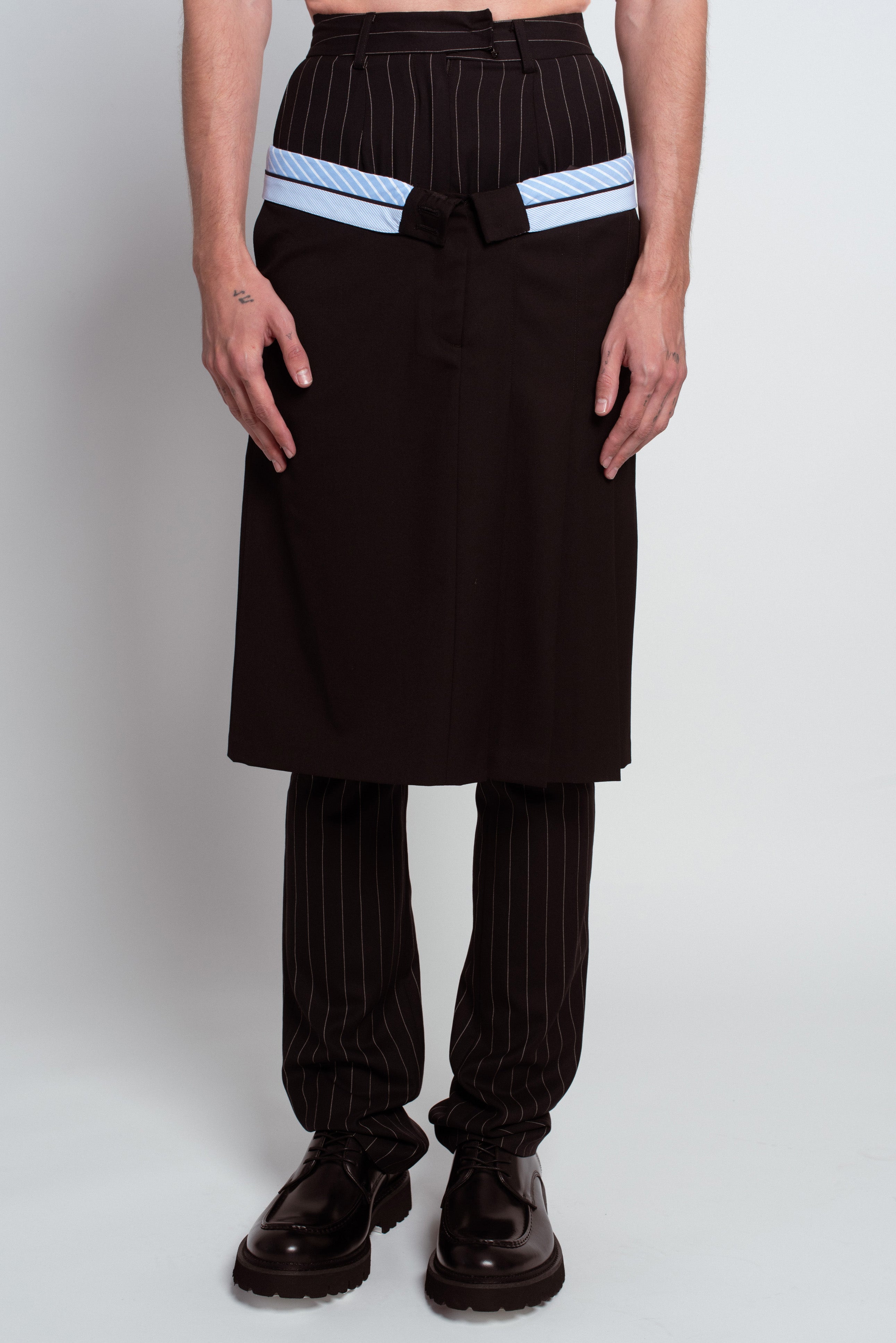 Pinstripe Layered Trousers