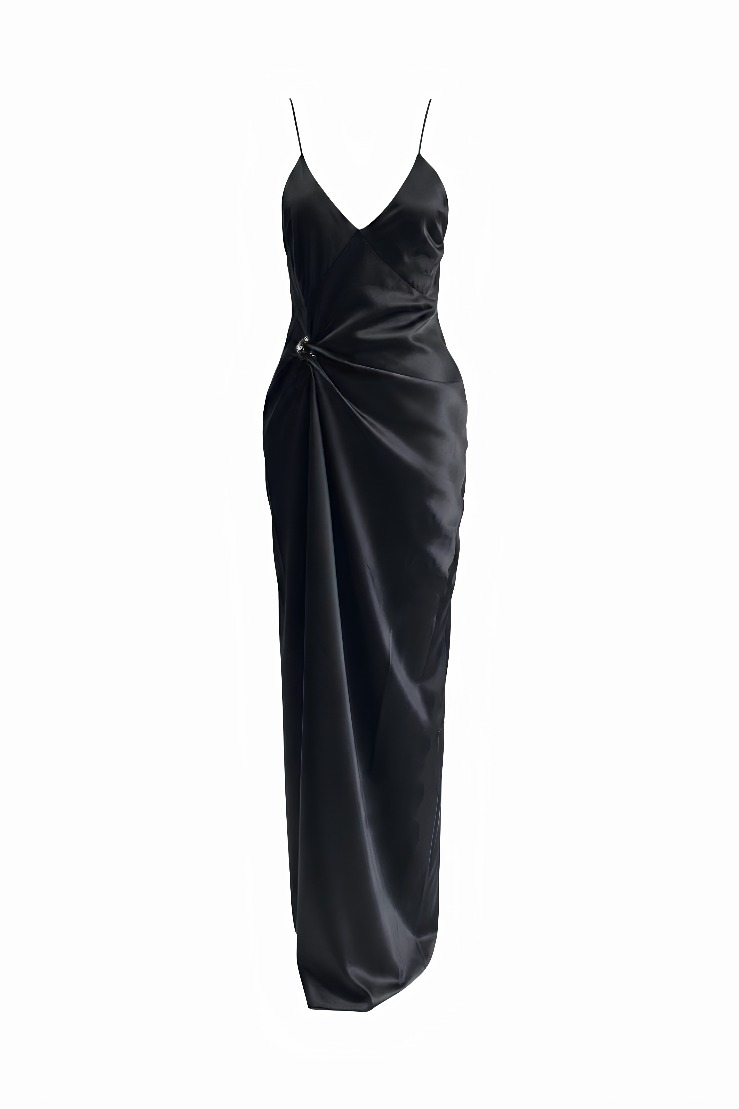Pierced Cowlback Slip Dress