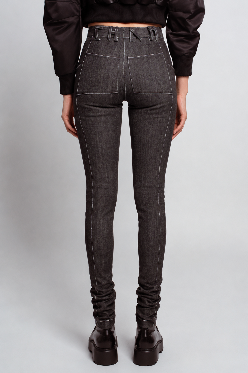 SHAO Belt Loop Skinny Jeans