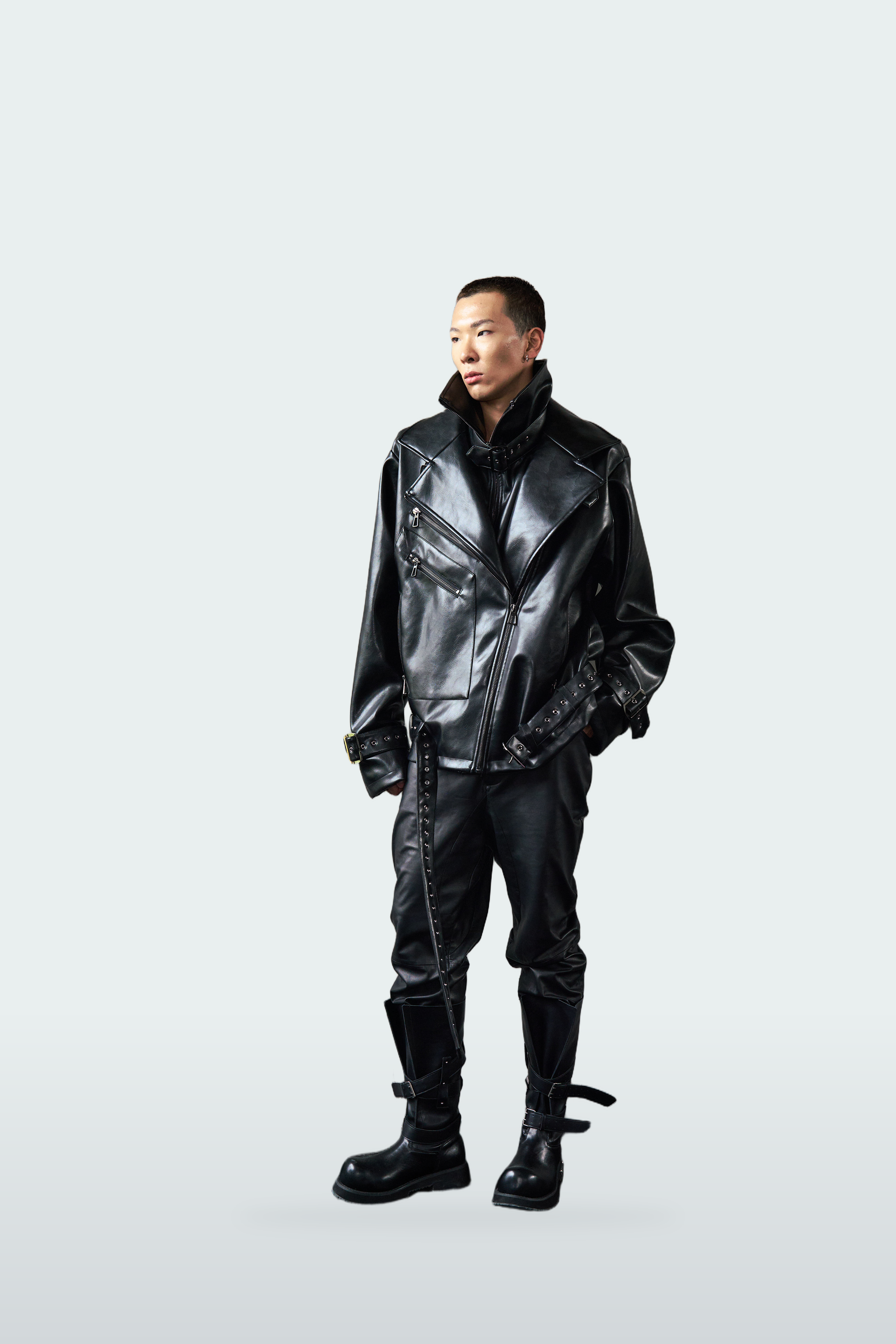 Vegan Leather Oversized Biker Coat