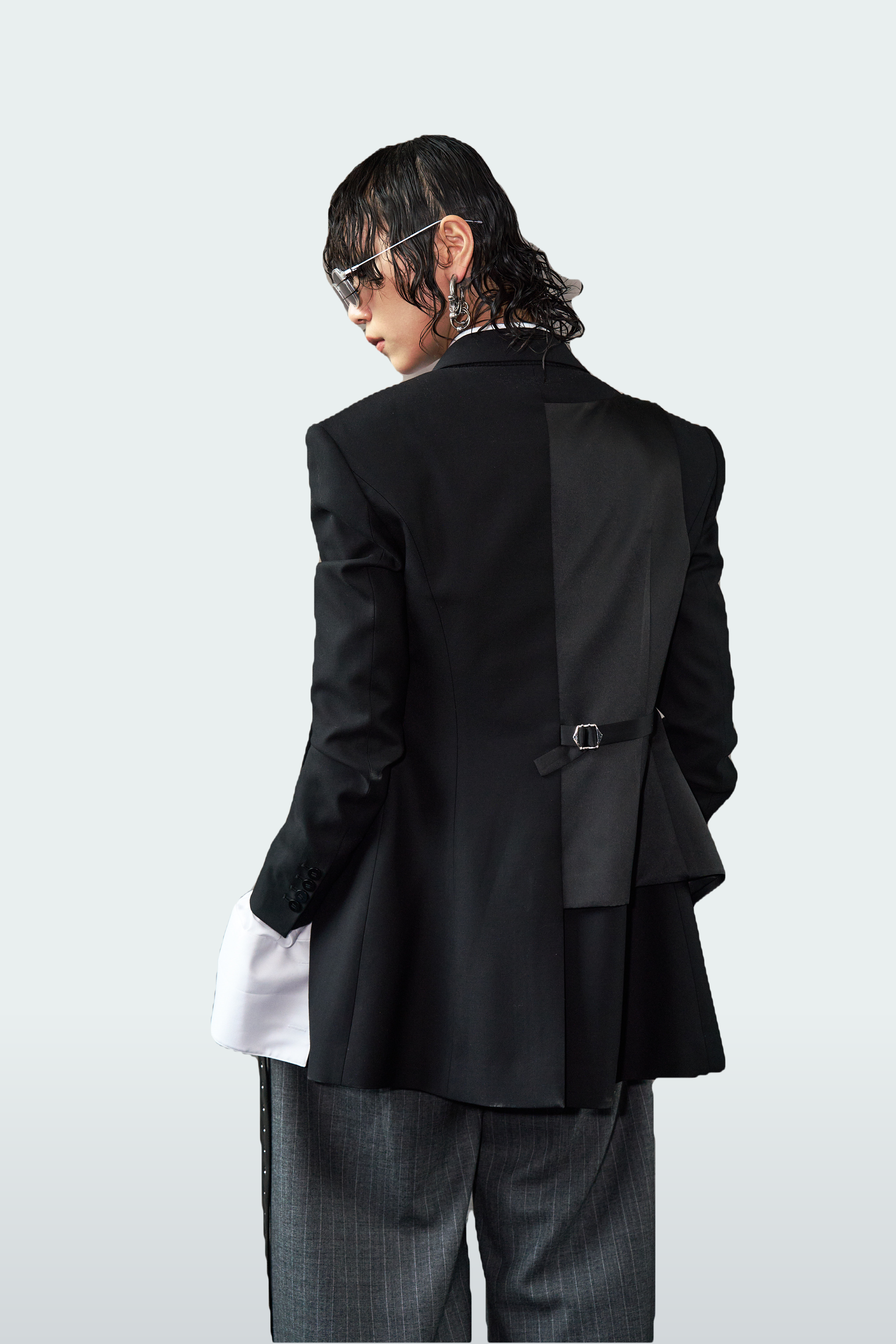 Pinstripe Barrel Pleated Trousers