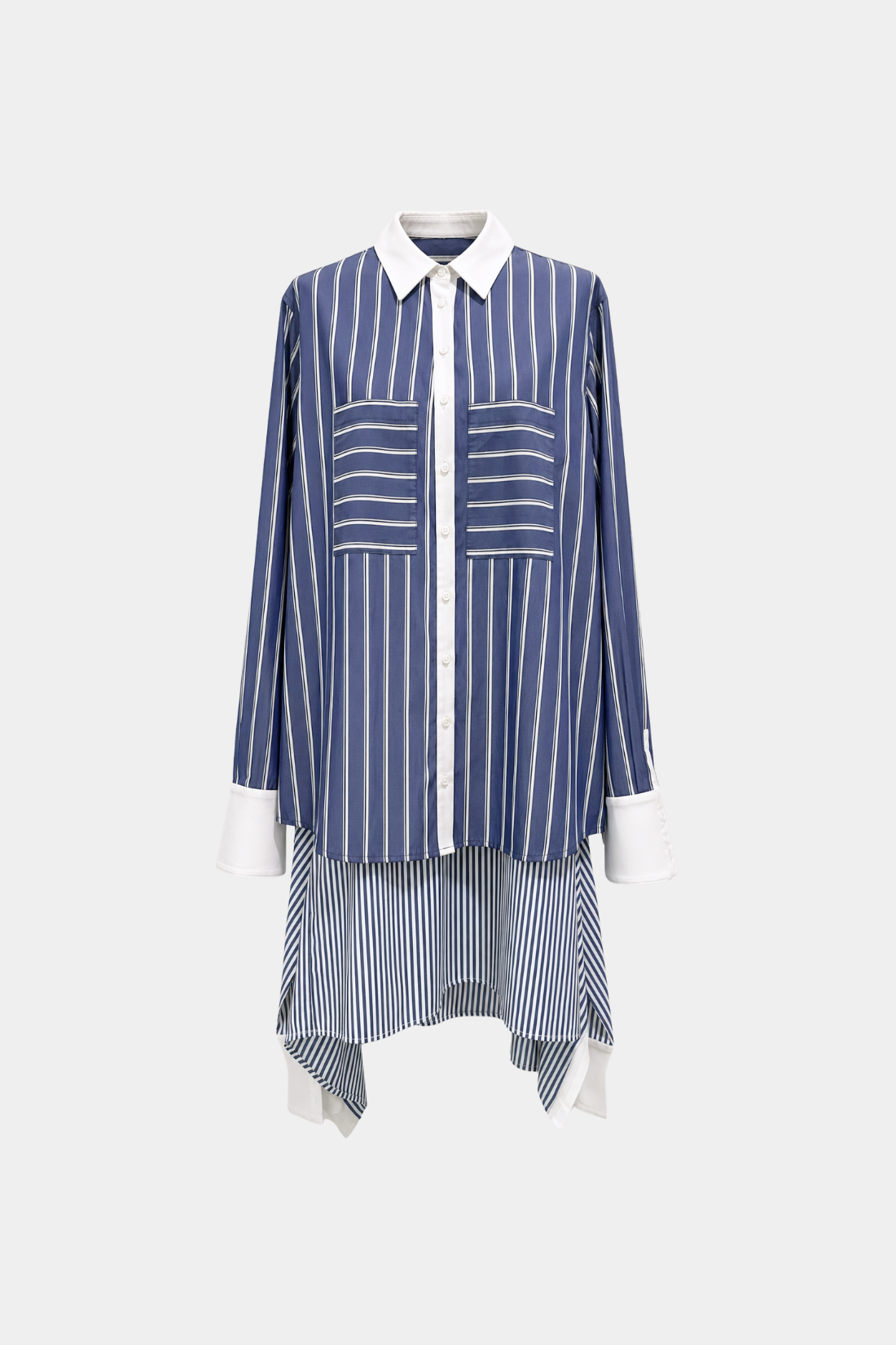 Blue Pinstripe Layered Shirt – Attached Back Construction