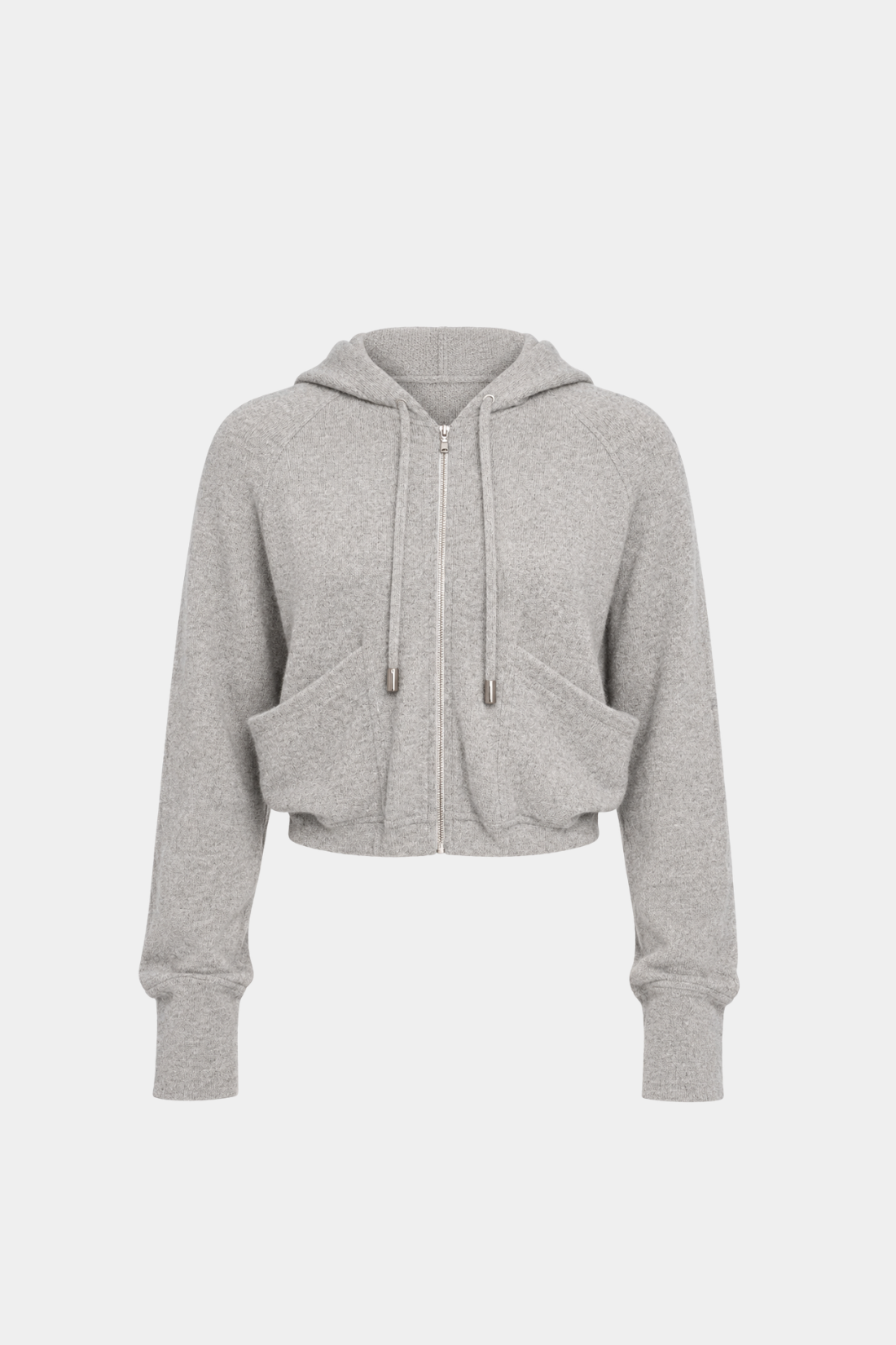 Grey Cropped Cashmere Hoodie