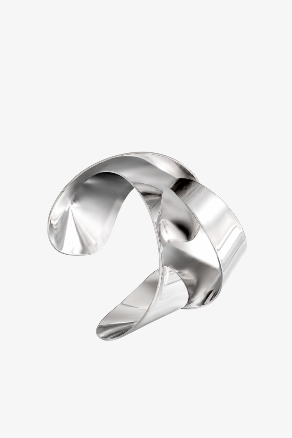 SHAO silver sculptural wrap bangle bracelet angled view