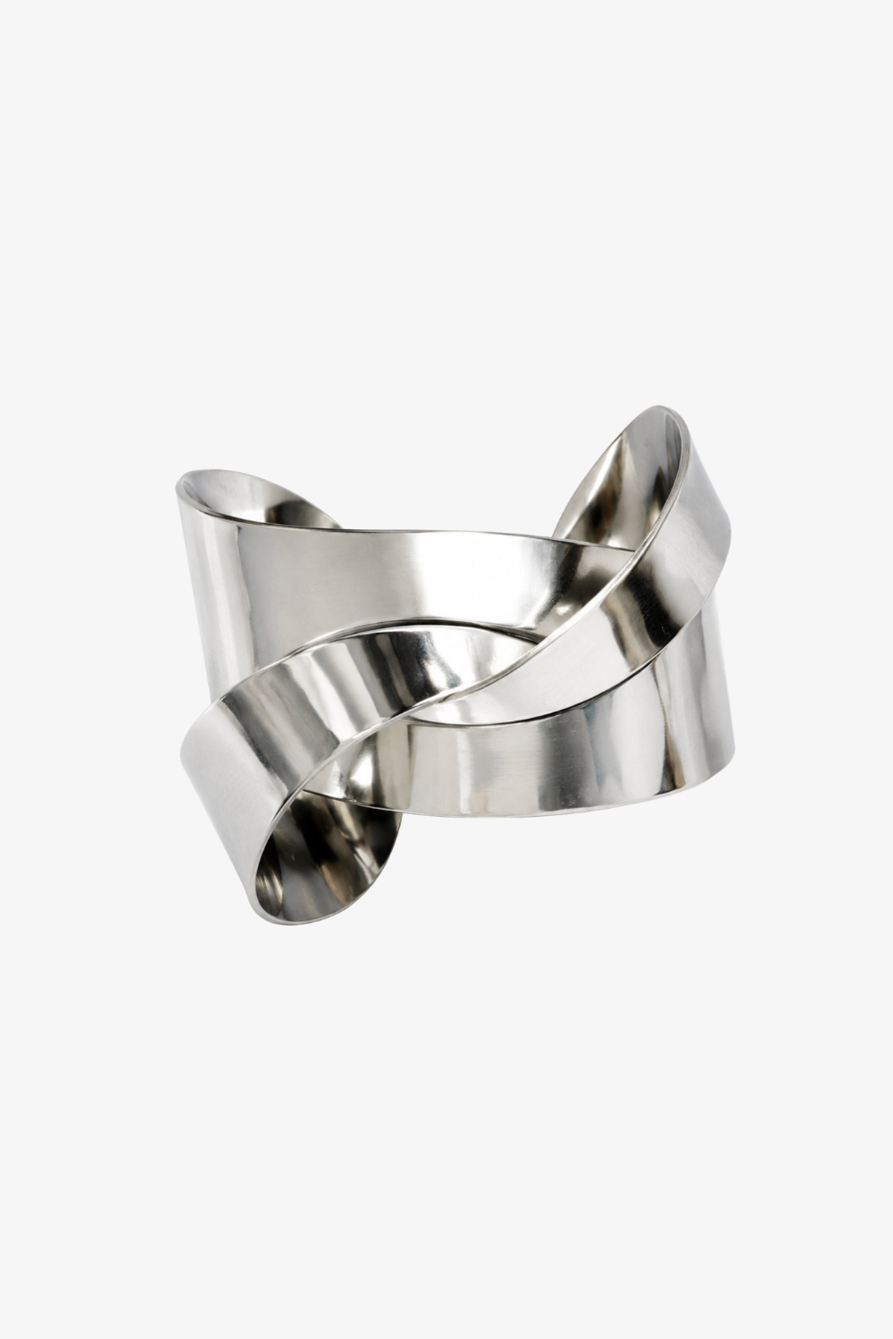 SHAO silver sculptural wrap bangle bracelet front view