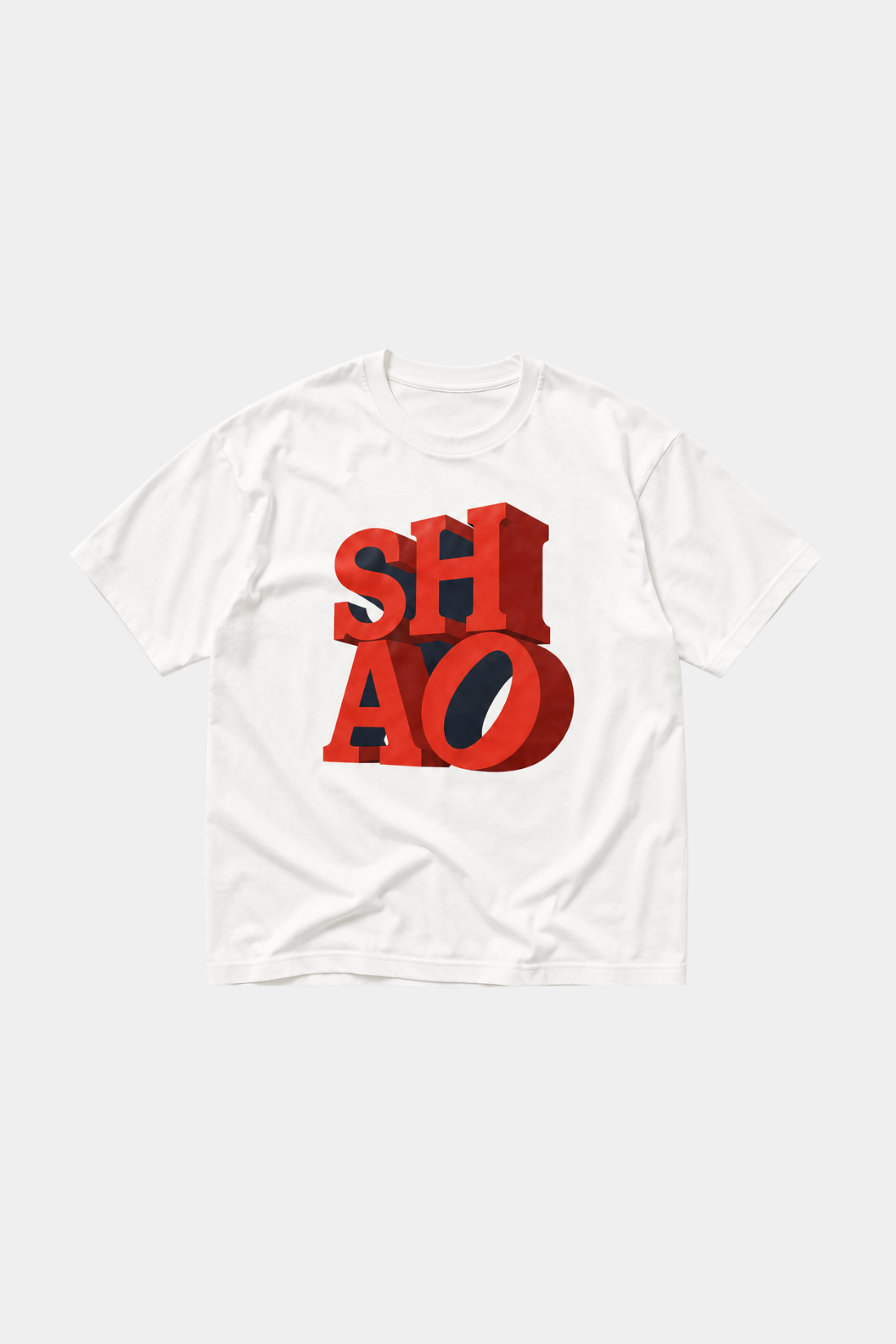 Shao Yang’s Pick | SHAO "Love" Sign Boxy T-shirt in white featuring bold red 3D block lettering with a graphic sculptural design, embodying luxury designer fashion.
