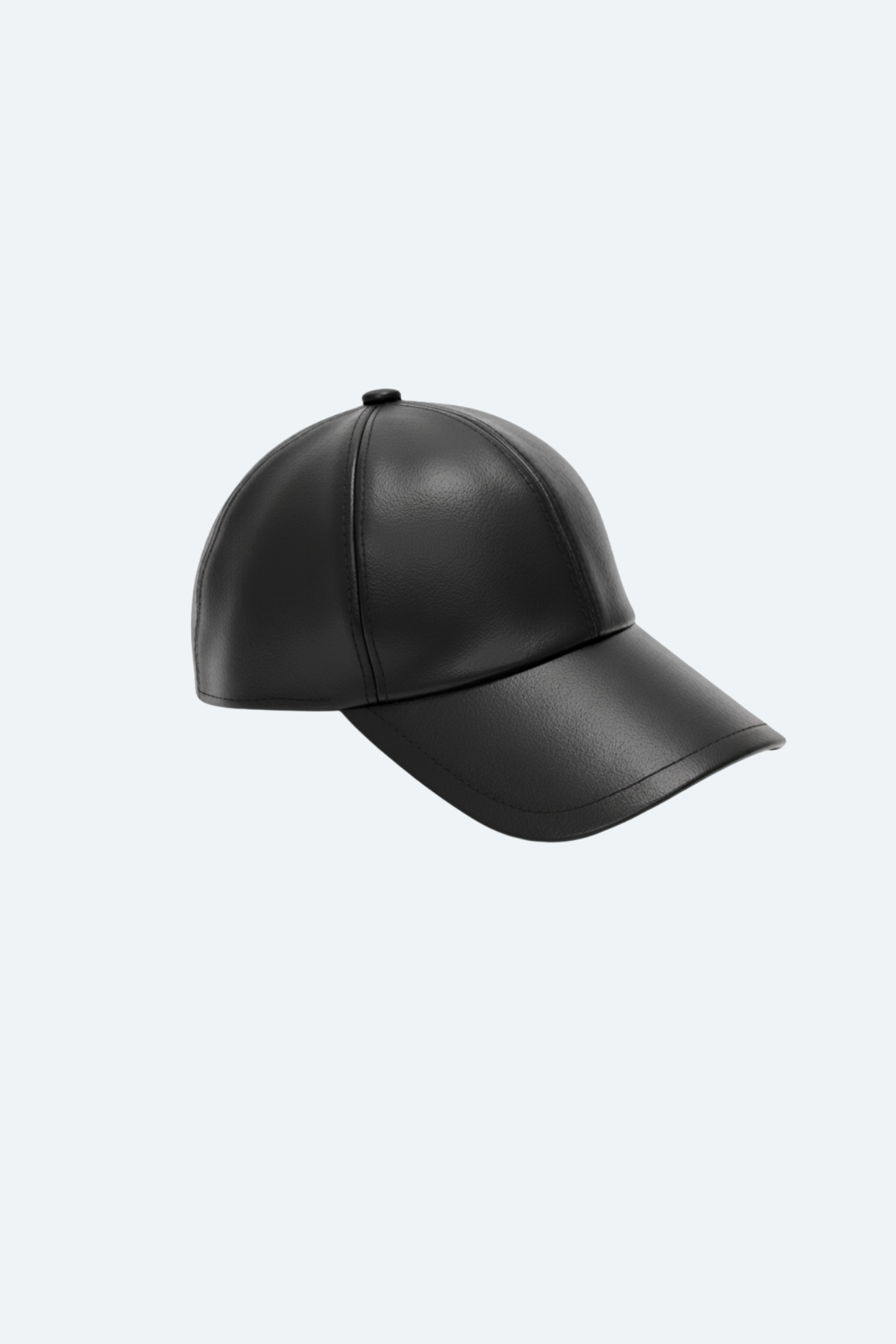 SHAO black leather six-panel baseball cap front view