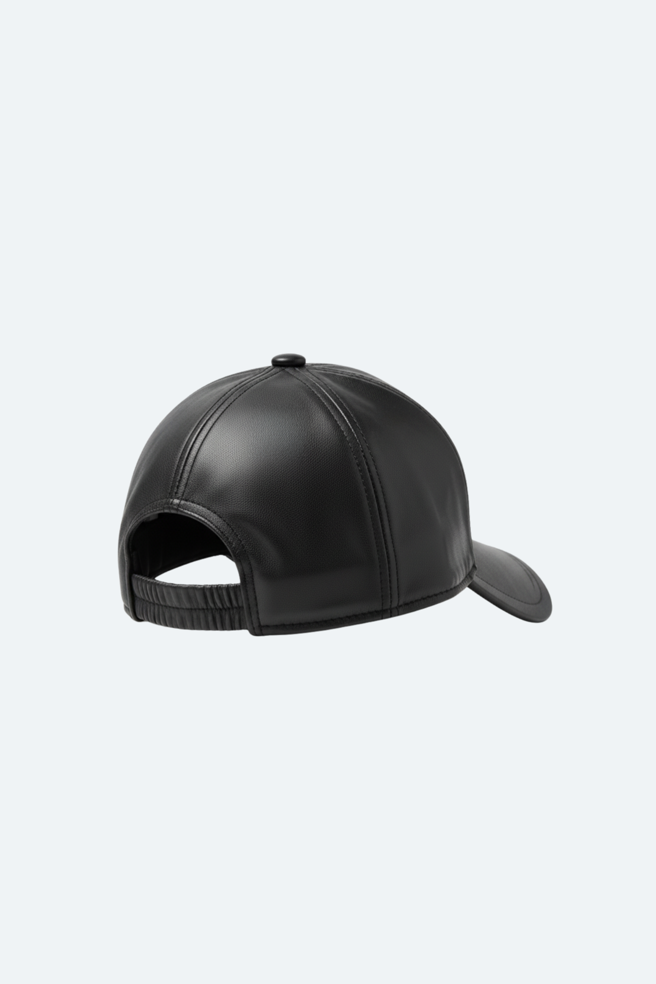 SHAO black leather baseball cap side profile
